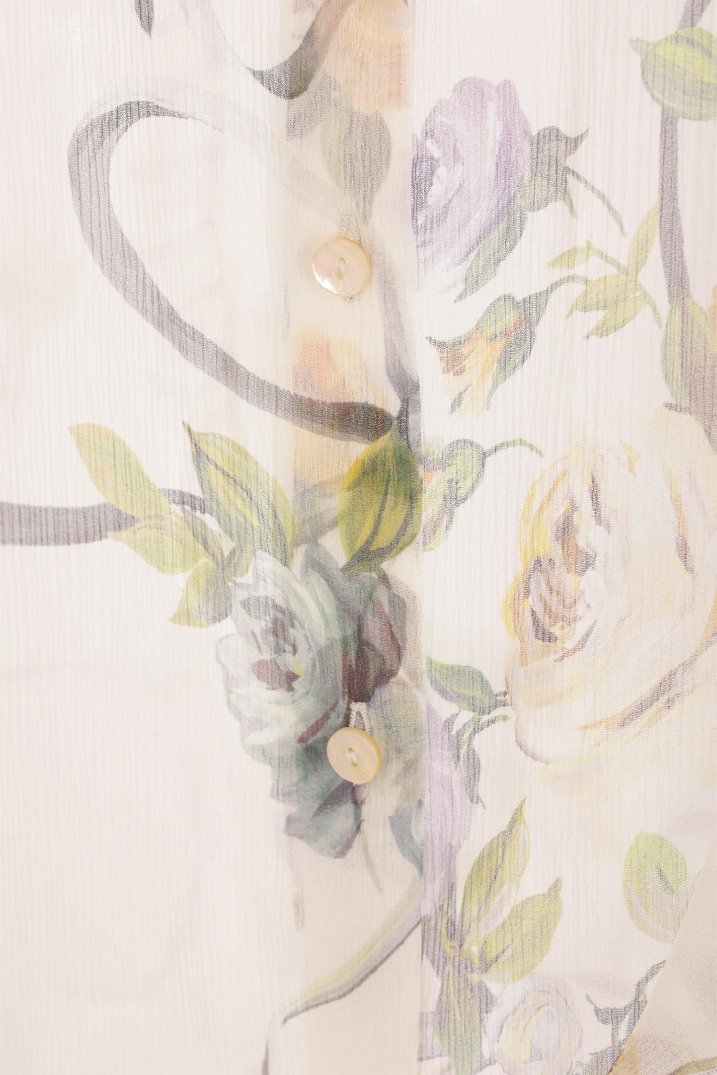 Blumarine Ruffled Floral-print Silk Blouse In Violet/white
