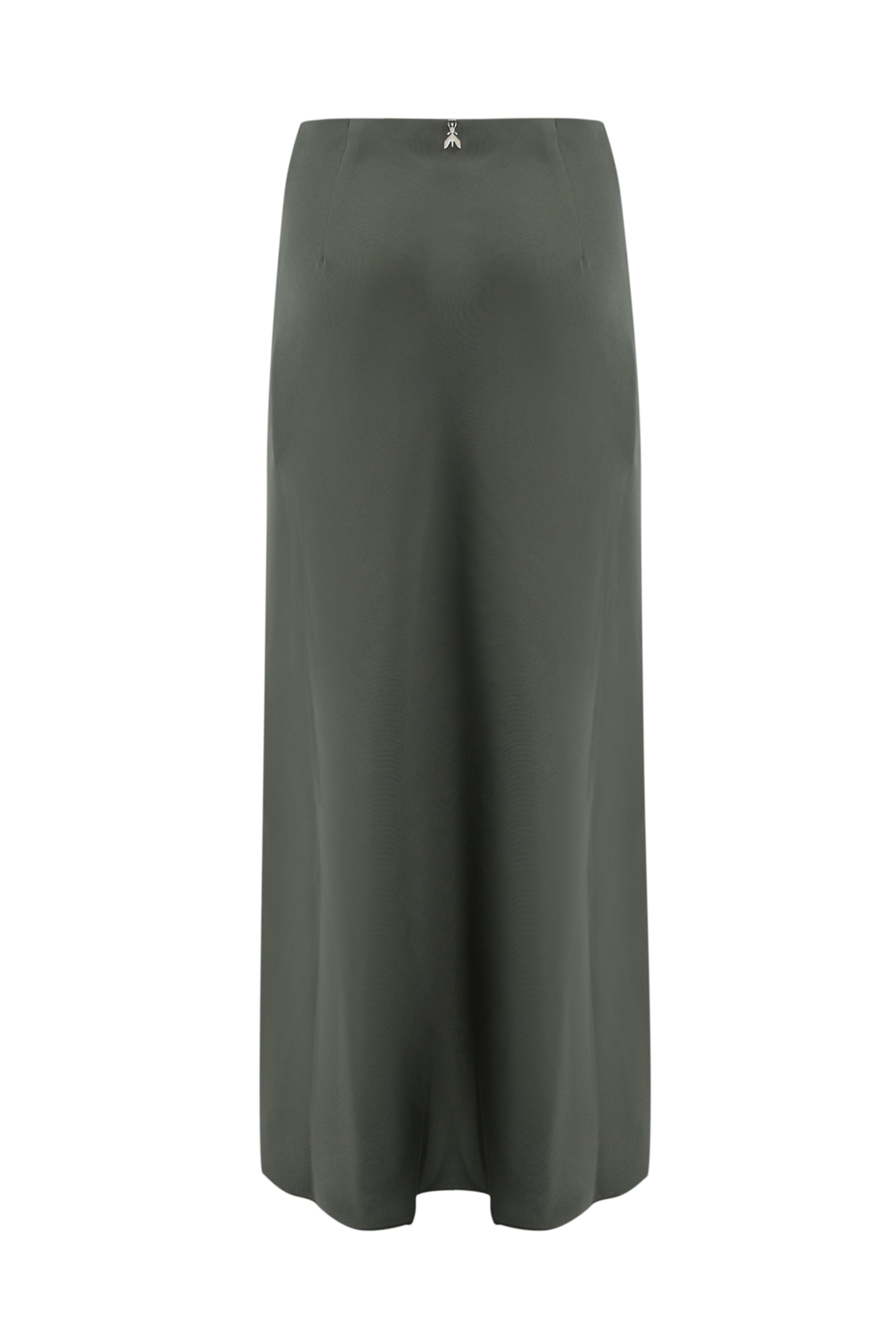 Patrizia Pepe Shiny Satin Midi Skirt In Urban Gray