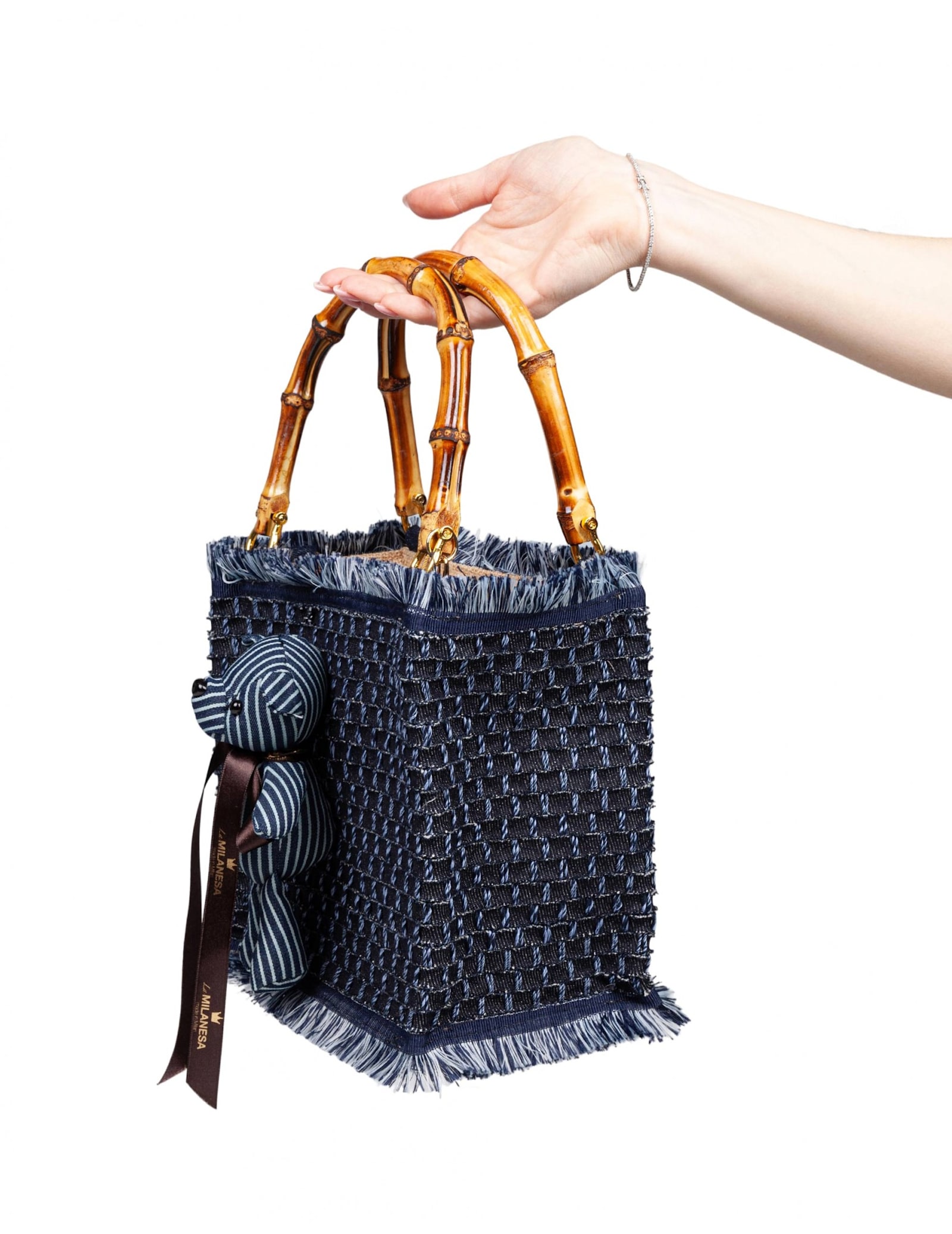 Lamilanesa Pepe Small Denim Bag Dark Blue Color In Blue