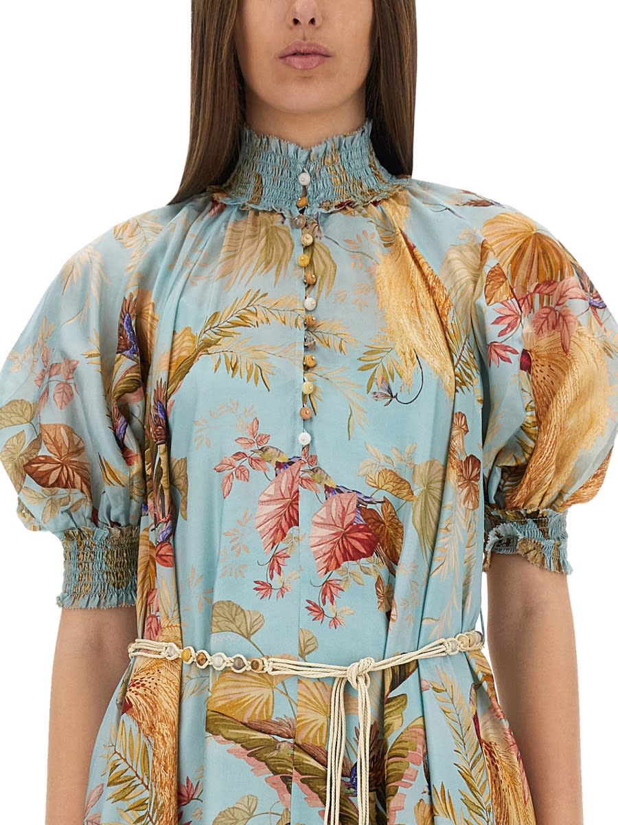 Zimmermann Women Aqua Palm Floral Habotai Silk Ascension Maxi Dress In Multi