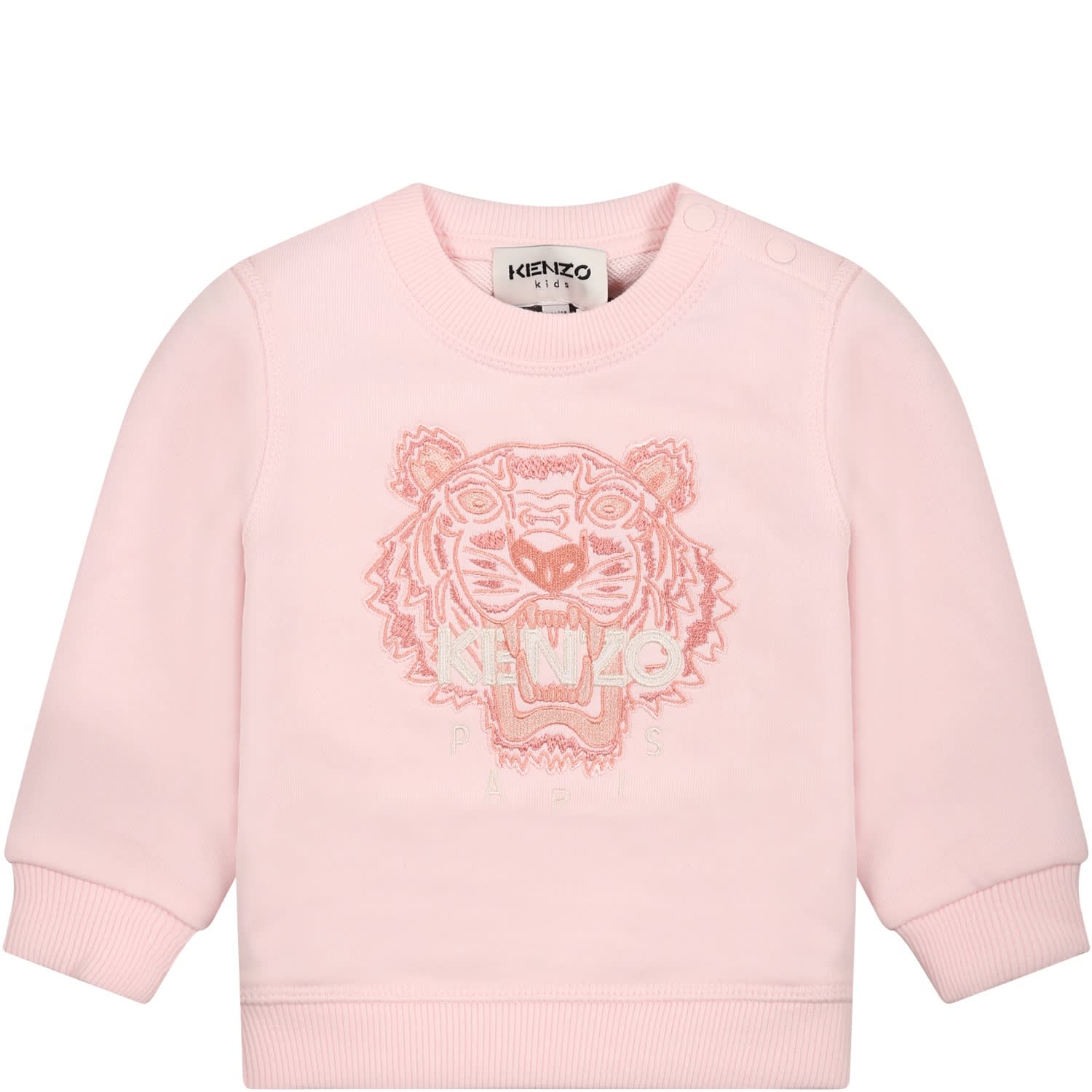 Kenzo Babies' Girls Pink Cotton Tiger Sweatshirt