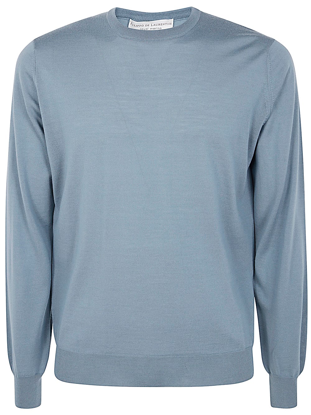 Shop Filippo De Laurentiis Long Sleeves Merinos Round Neck In Light Blue