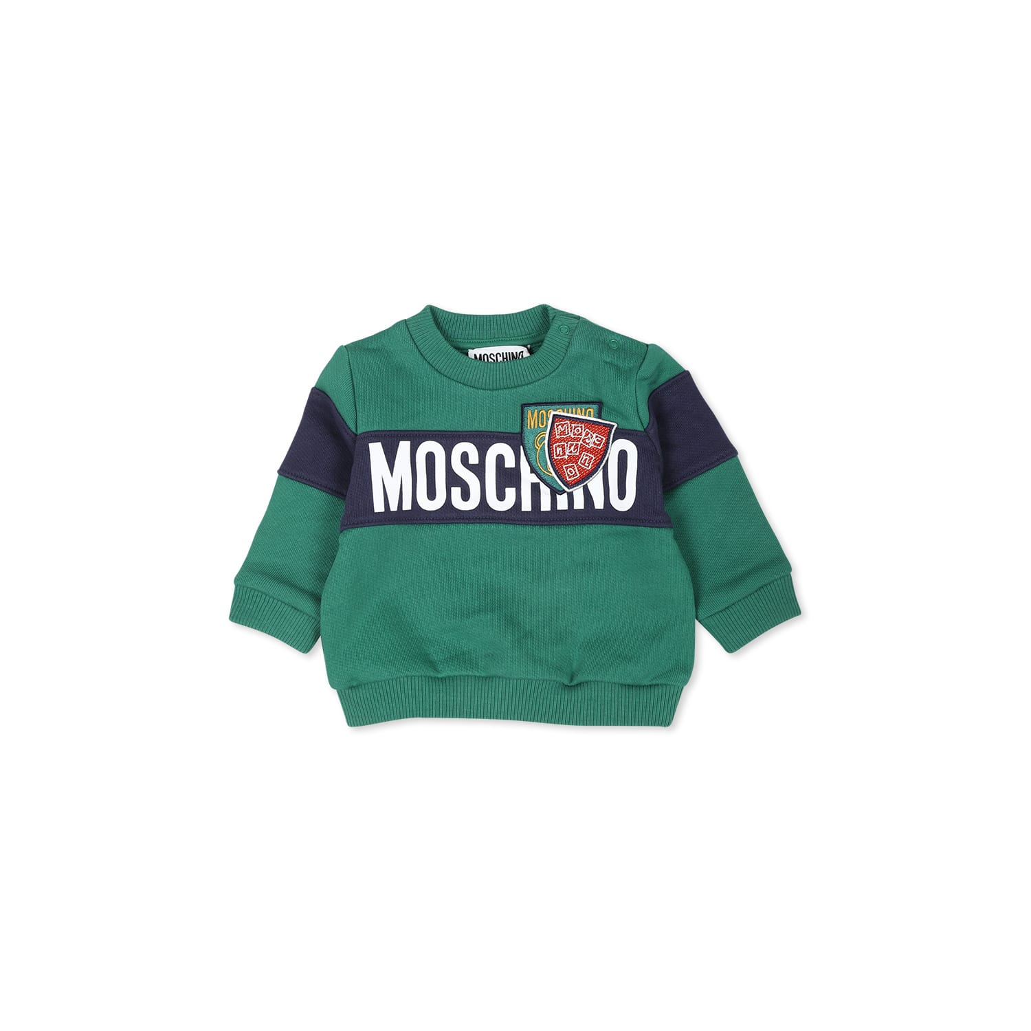 Moschino Green Sweatshirt For Baby Boy With Logo In Green