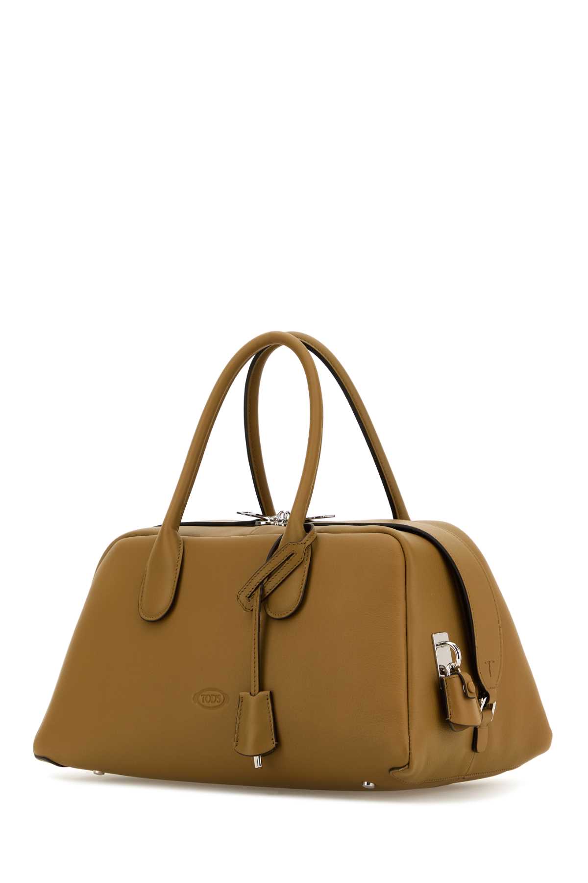 Shop Tod's Khaki Leather Medium Darsena Handbag In S417