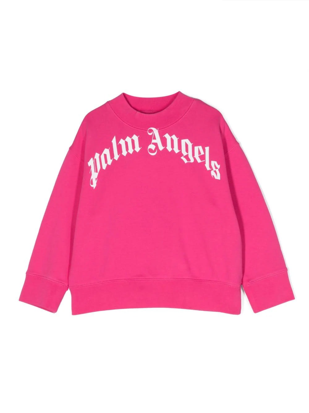 Palm Angels Fuchsia Crew Neck Sweatshirt With Curved Logo