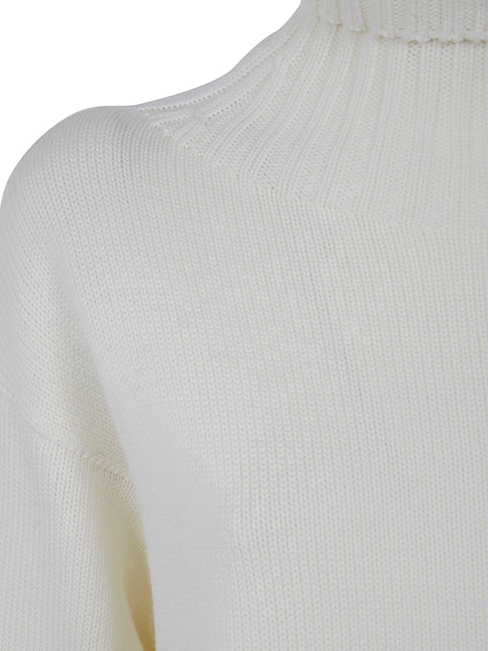 Shop Drumohr Long Sleeves Turtle Neck Oversized Sweater In Milk