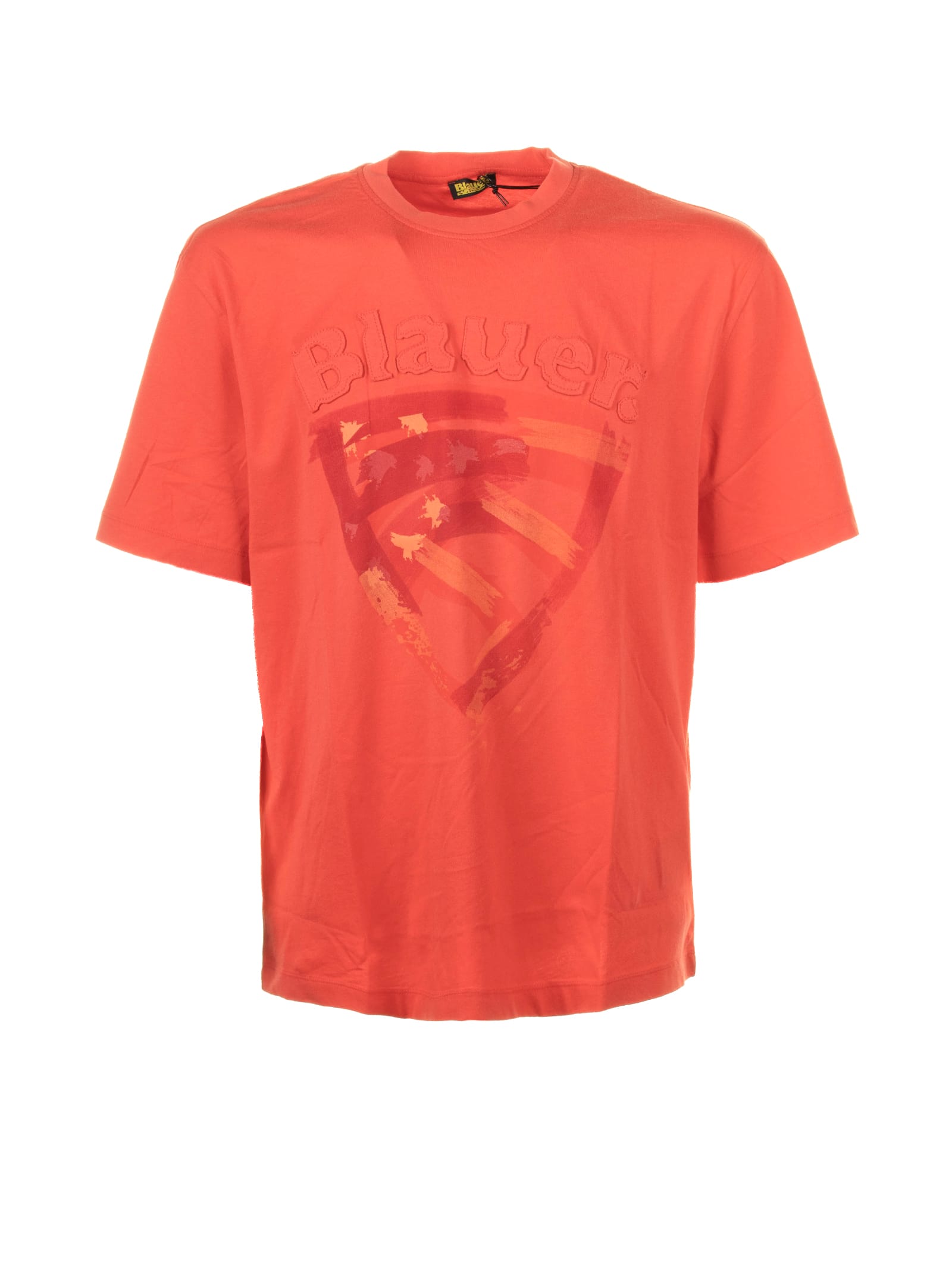 Shop Blauer Orange Cotton T-shirt In Arancio Acido