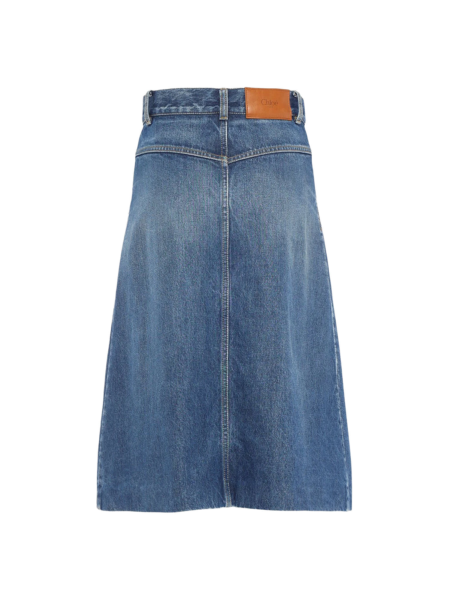 Chloé Denim Midi Skirt In Blue