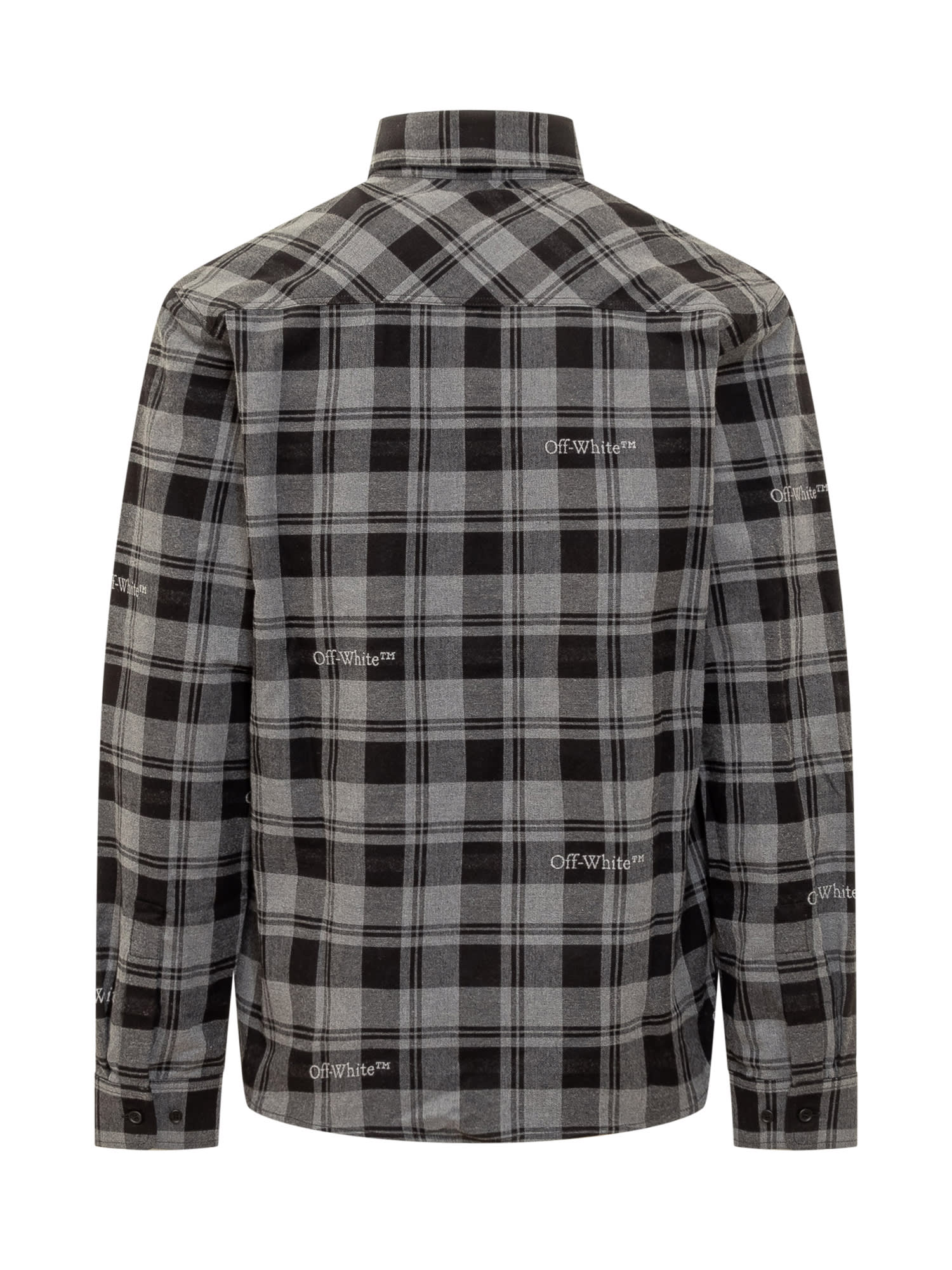 Shop Off-white Check Pattern Shirt In Grey