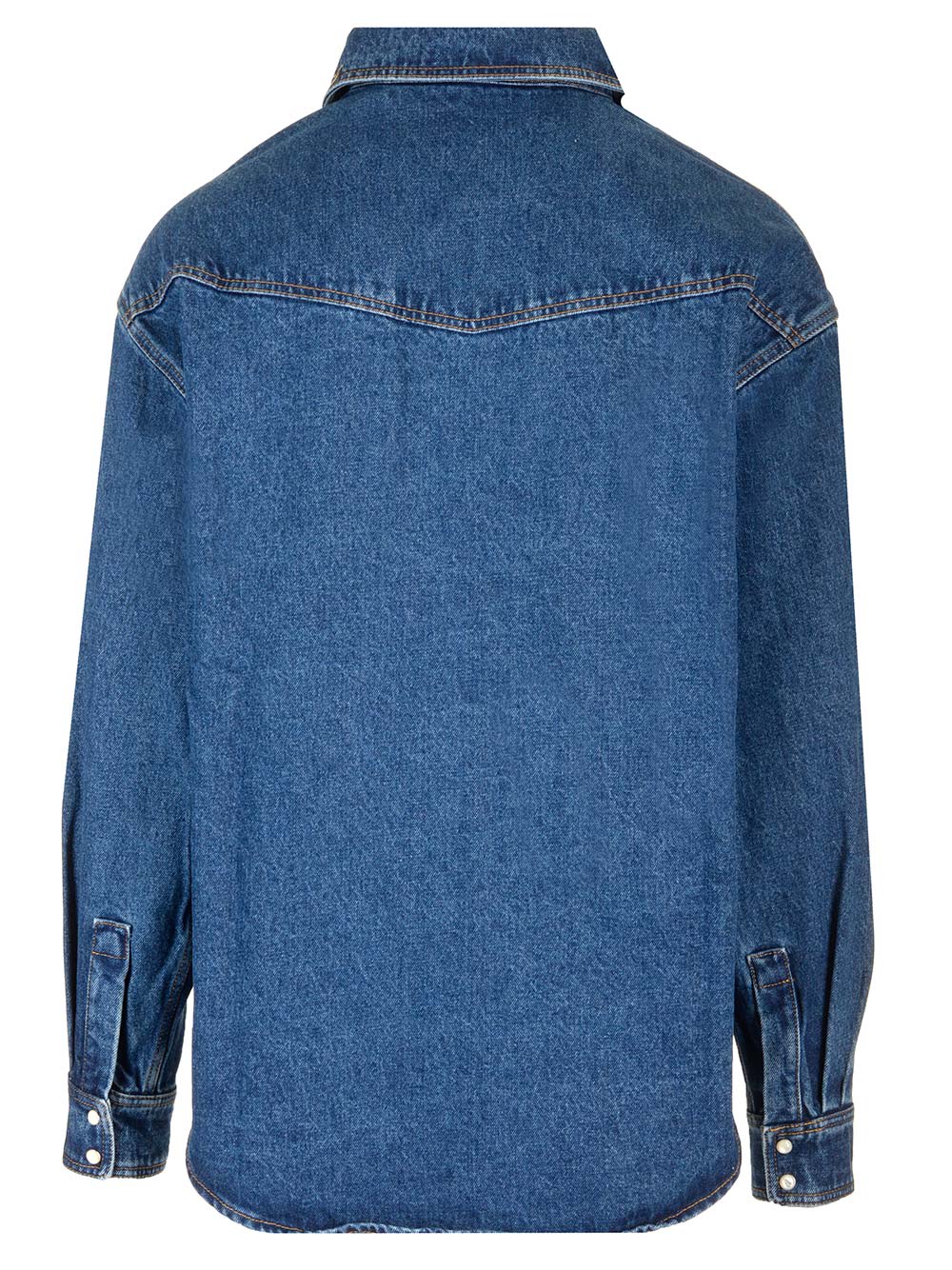 Shop Palm Angels Blue Denim Overshirt In Light Blue