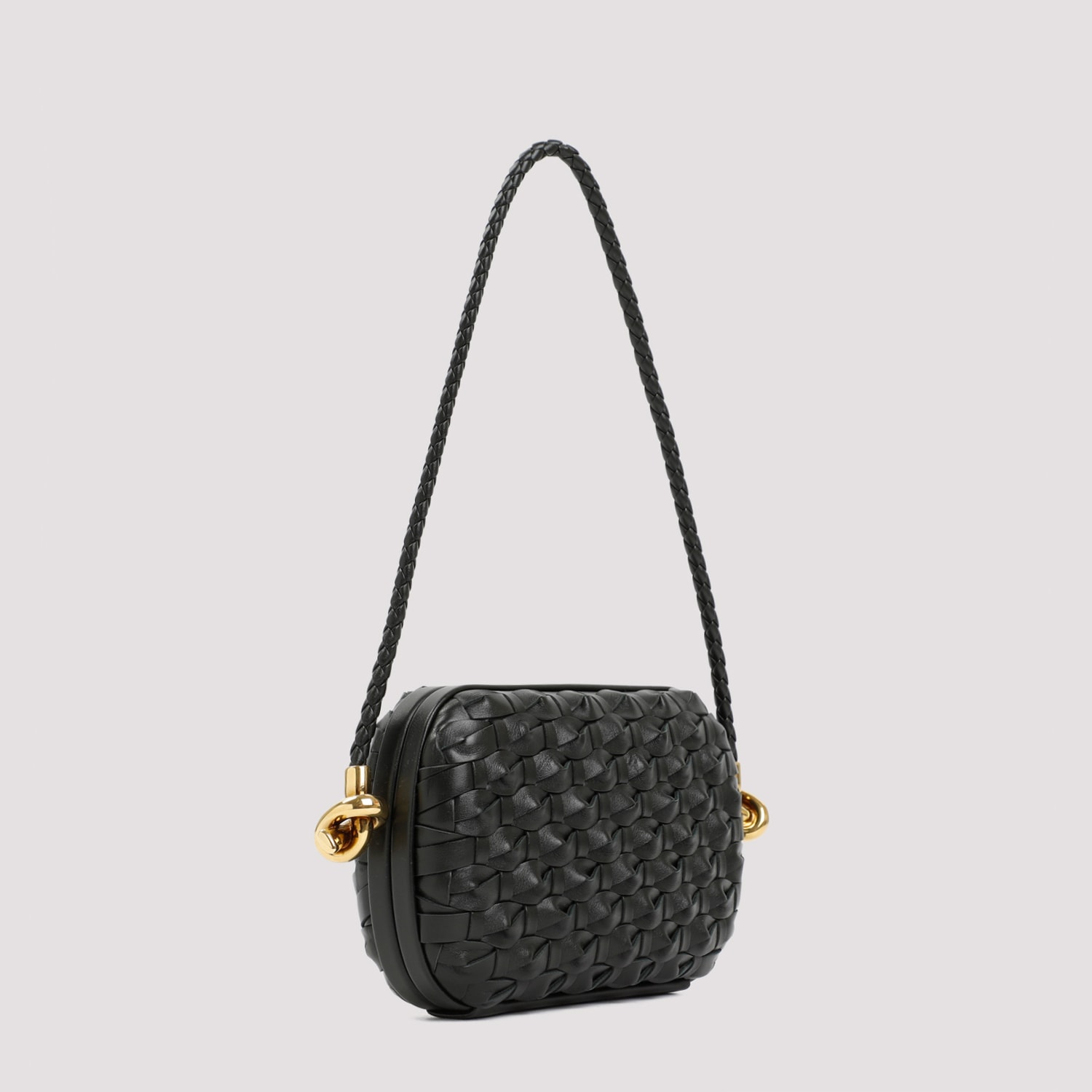 Shop Bottega Veneta Knot With Strap Clutch In Dark Green Brass