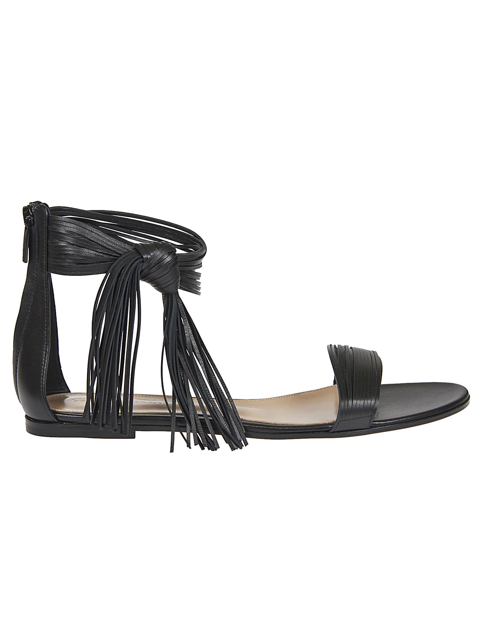 Gianvito Rossi Sandals Noelle Flat Black Leather In Black