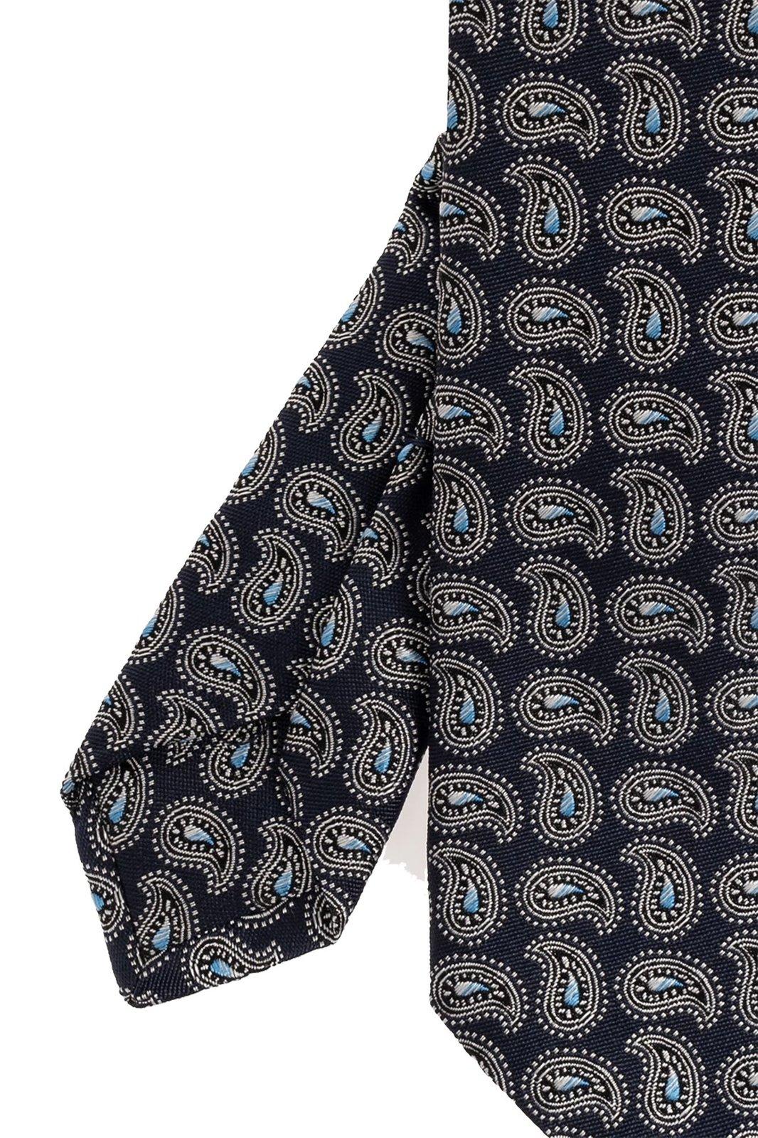 Shop Etro Patterned Tie In Blue