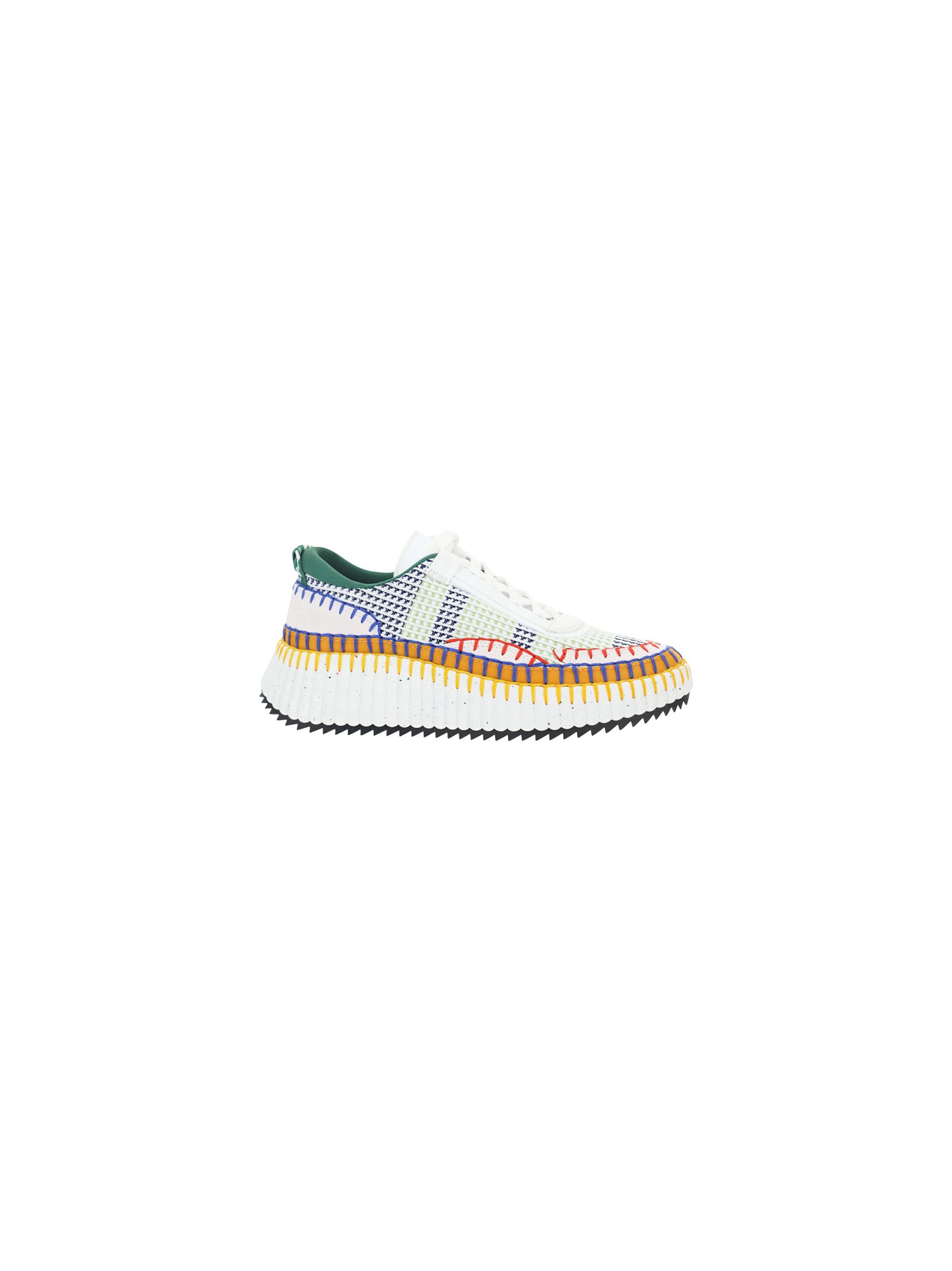 Chloé Nama Stitch Walking Sneakers In Multicolor Green