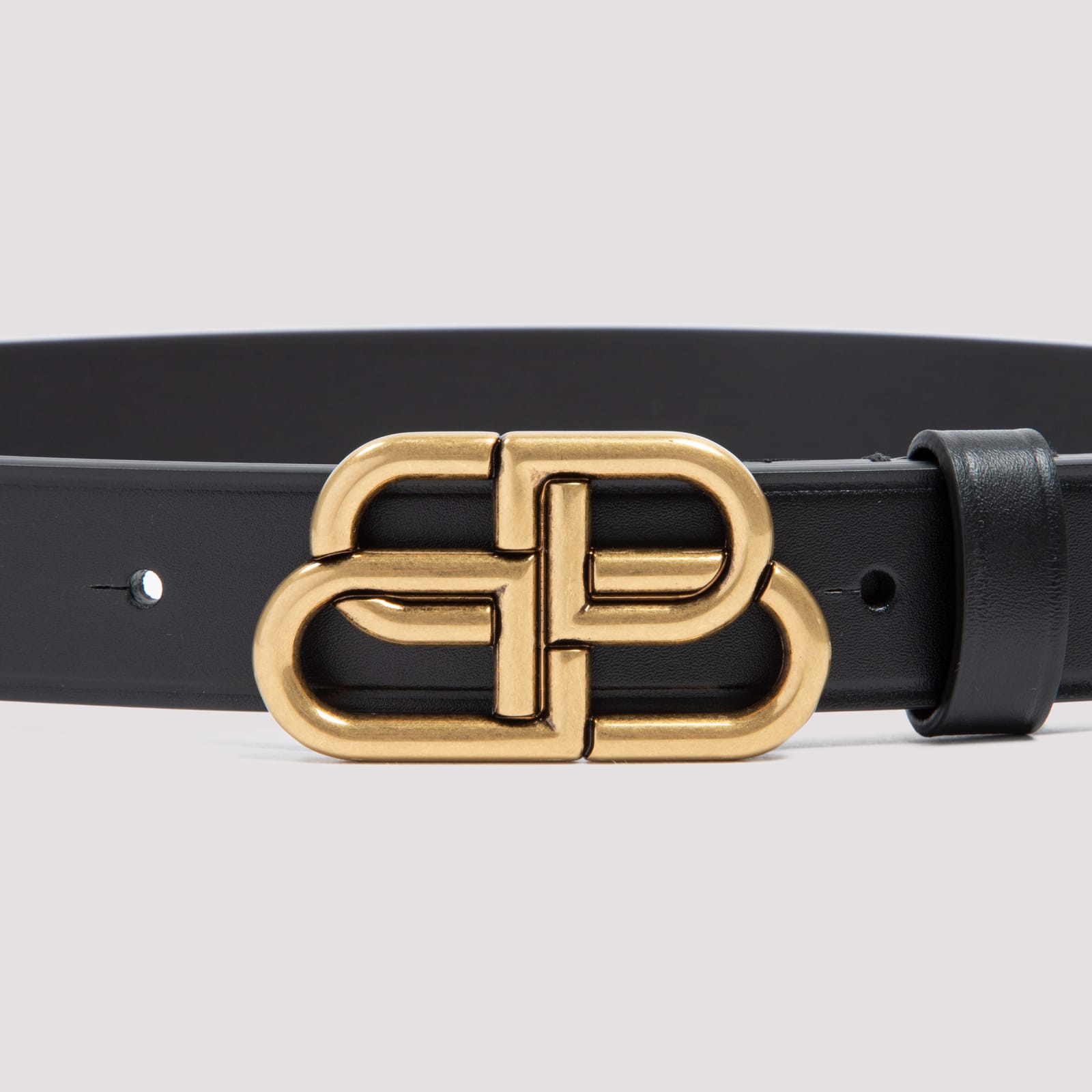 Shop Balenciaga Bb Thin Belt In Black