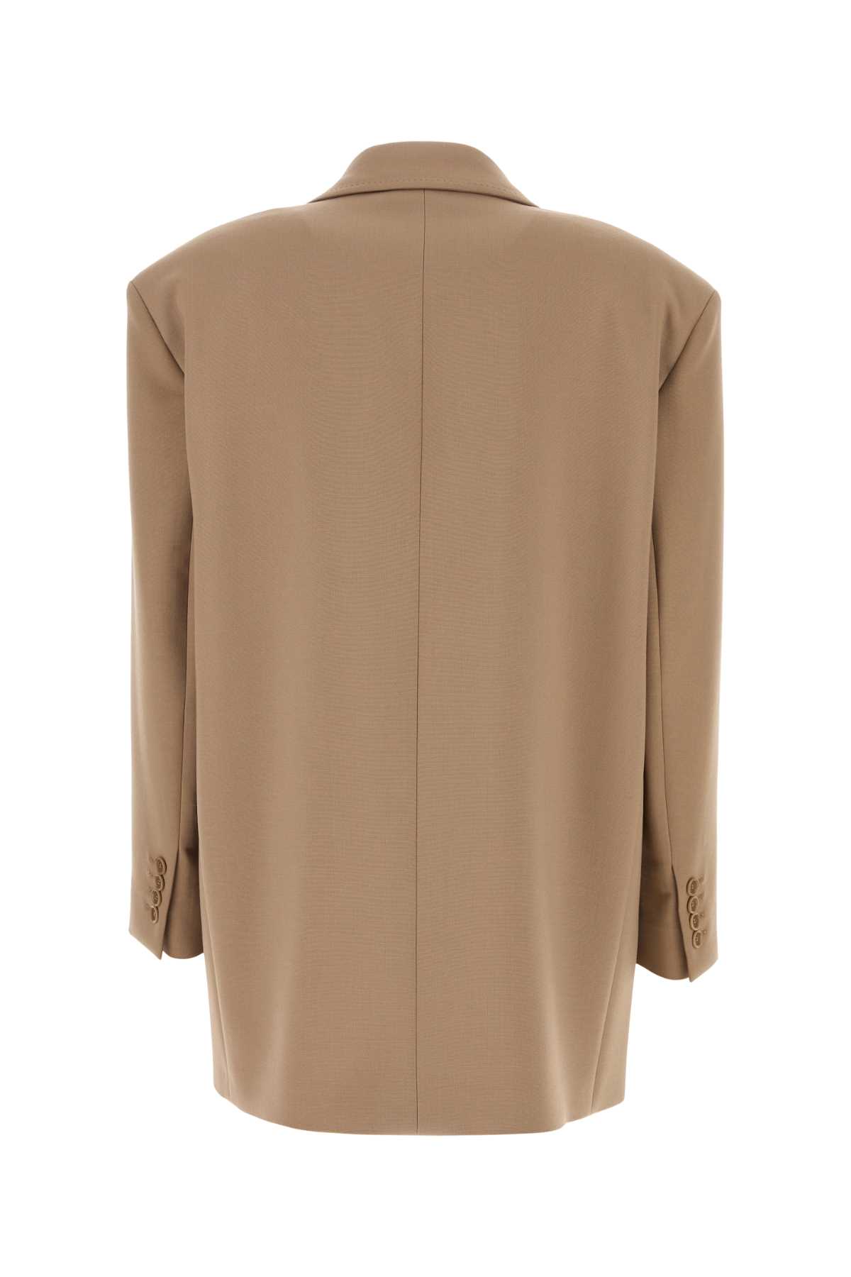 Shop Max Mara Khaki Stretch Wool Blazer In Blu Marino