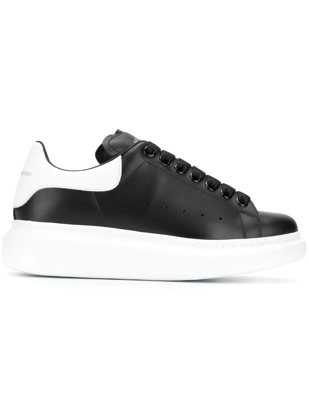 Alexander McQueen Woman Black Oversize Sneakers With White Spoiler And Sole