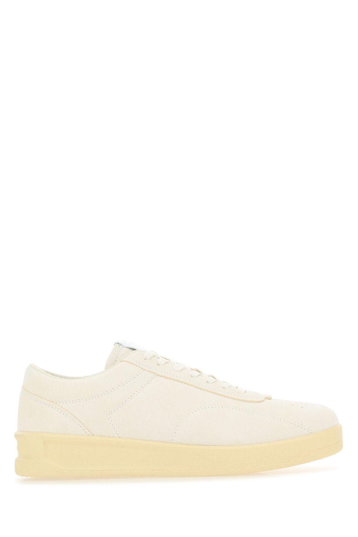 Shop Jil Sander Ivory Suede Sneakers In Bianco