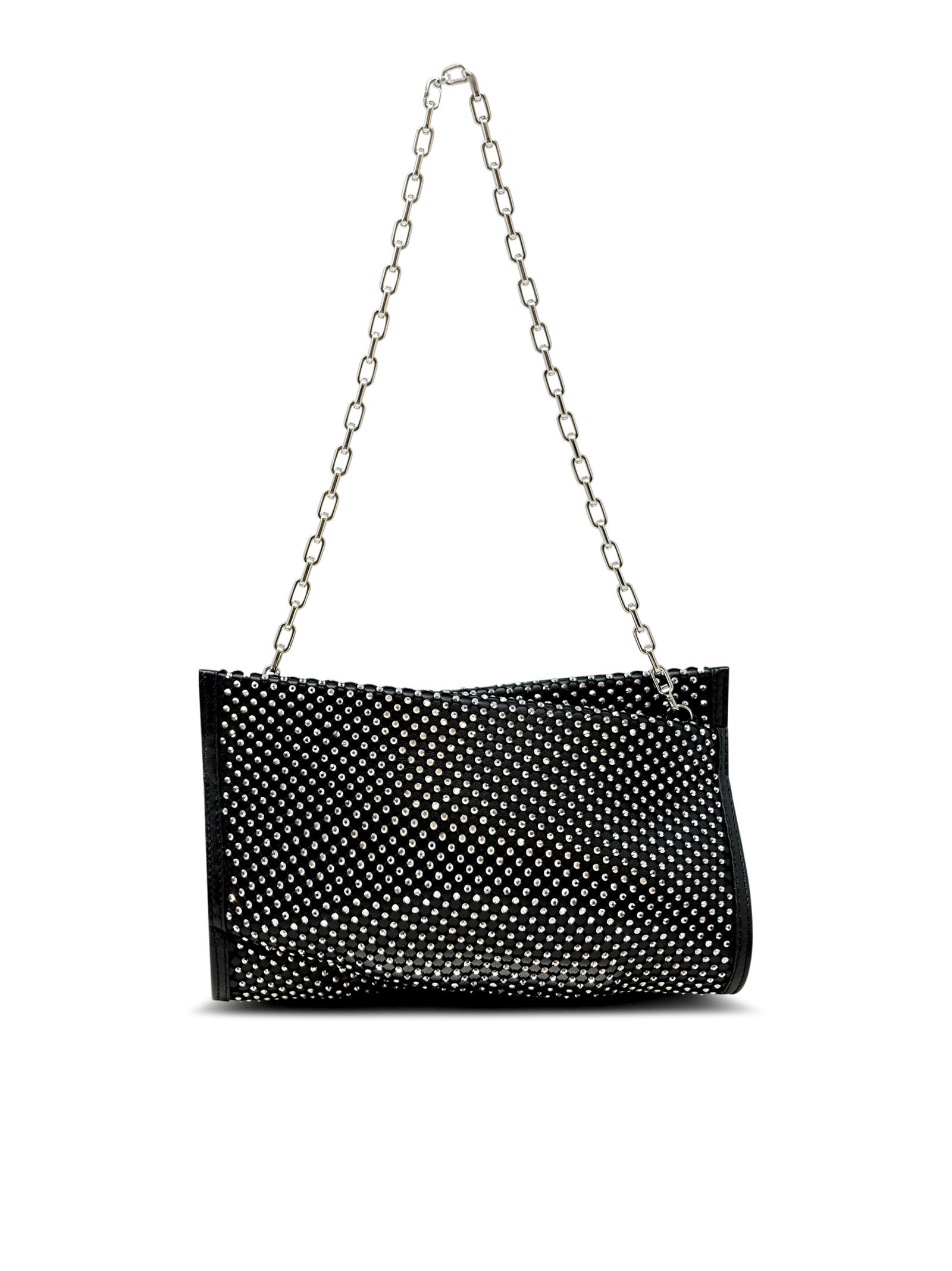 Shop Christian Louboutin Black And Silver Loubitwist Nappa Strass Shoulder Bag