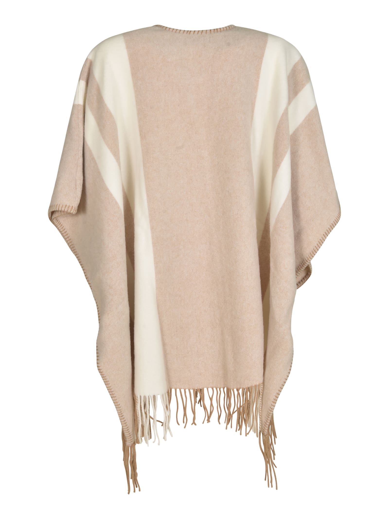 Shop Fay Fringed Hem Stripe Patterned Cape In 0144