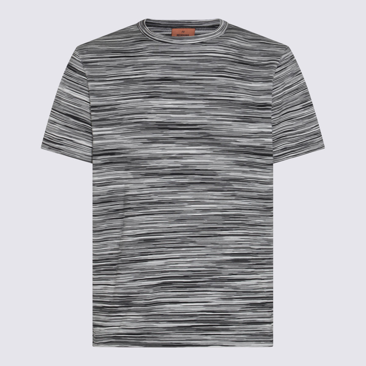 Shop Missoni Multicolor Cotton T-shirt In Space Dyed Black And White