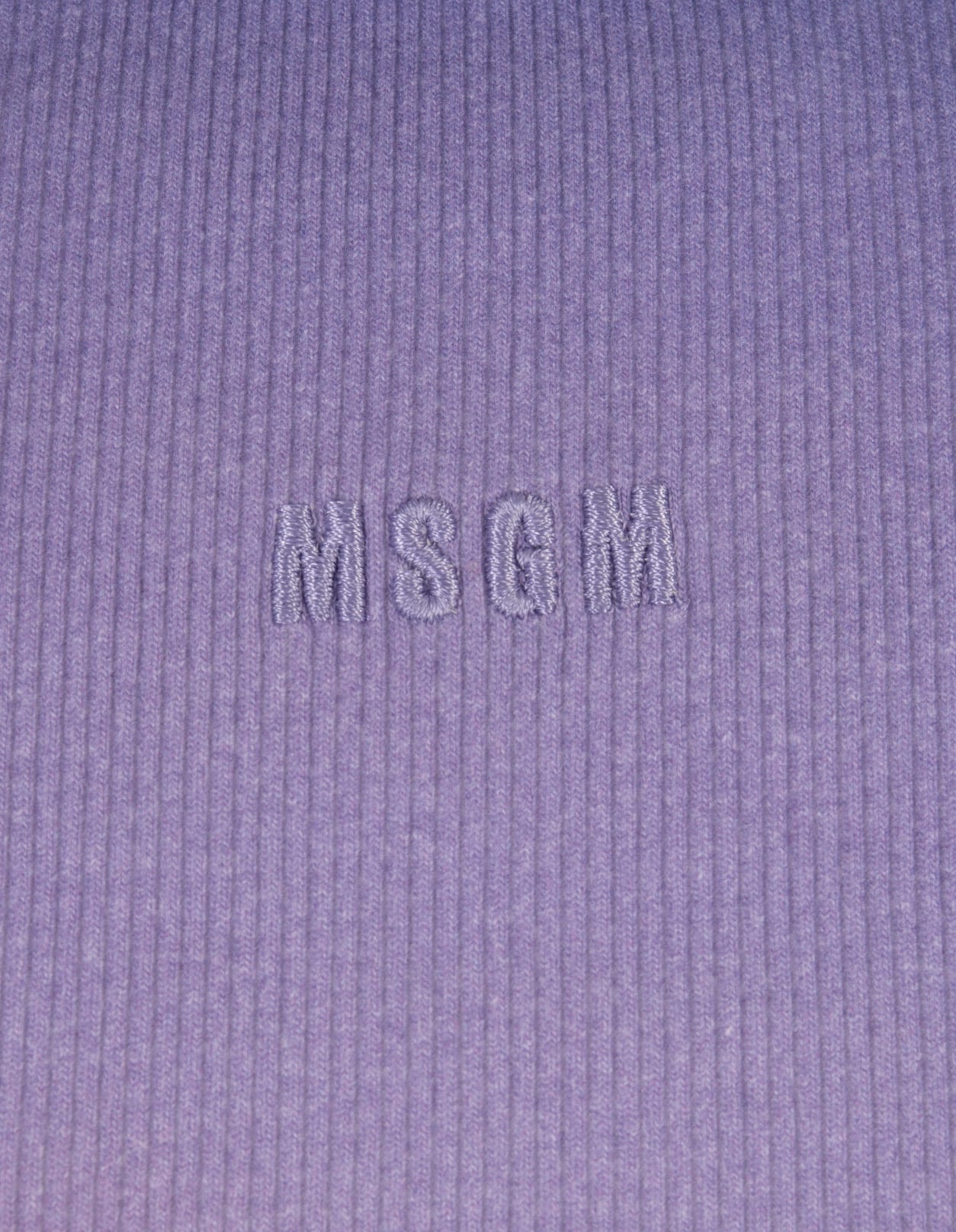 Shop Msgm Ribbed Tank Top With Print In Purple
