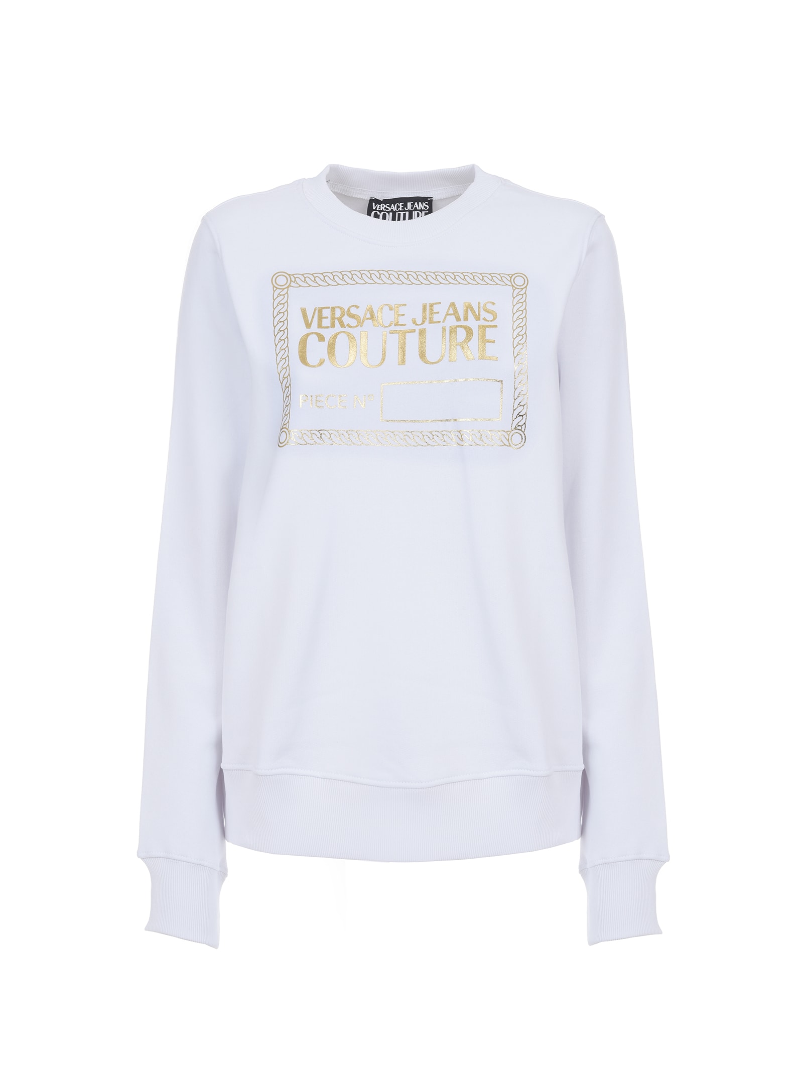 Versace Jeans Couture White Sweatshirt With Gold Logo