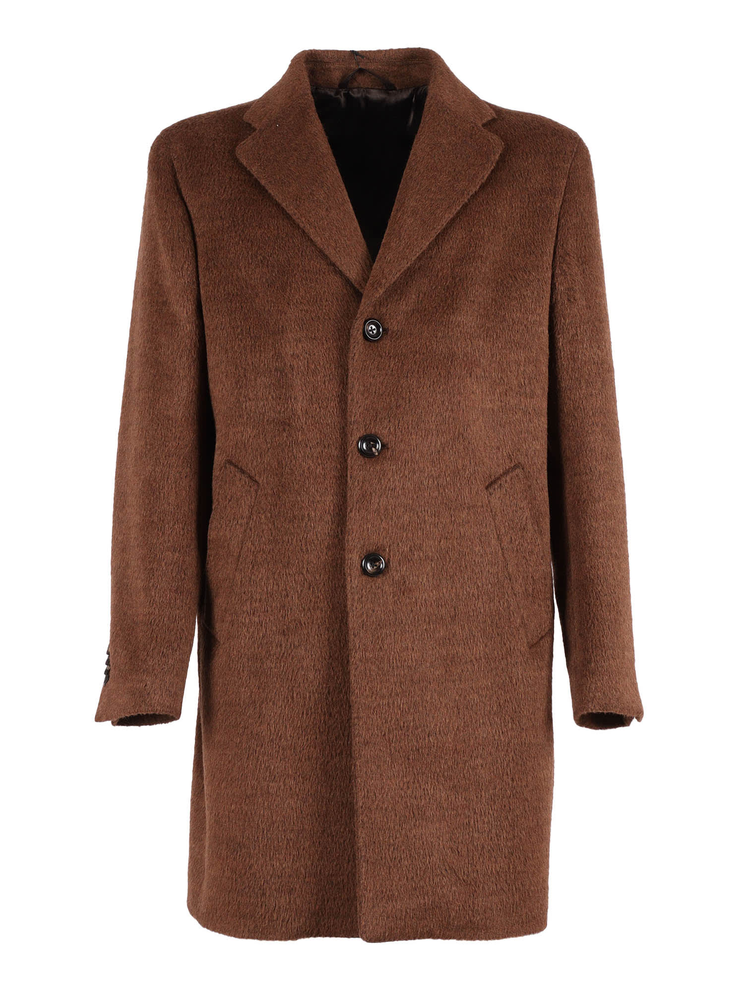 Luigi Bianchi Mantova Three-button Wool Coat In Brown