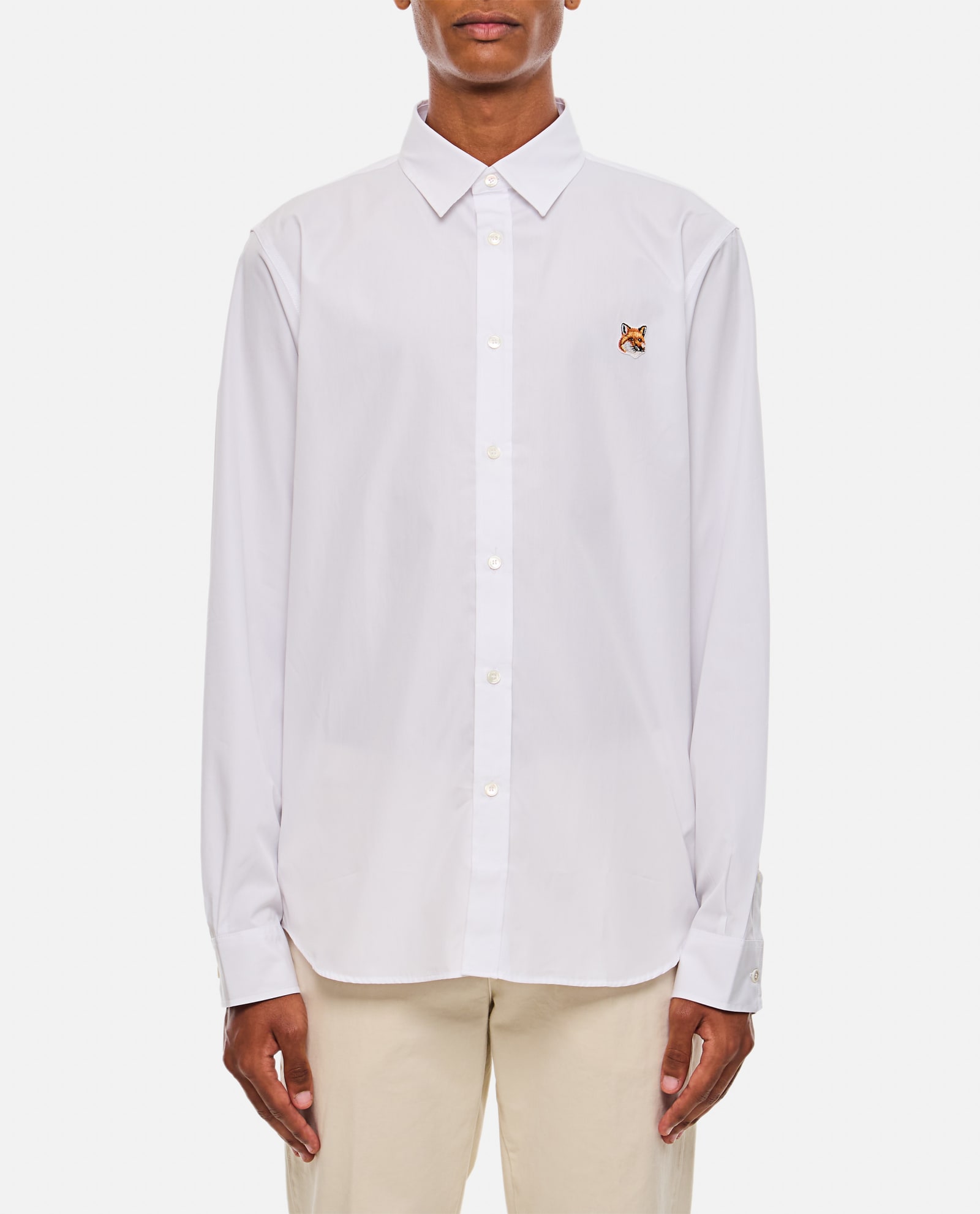 Shop Maison Kitsuné Fox Head Classic Shirt In White