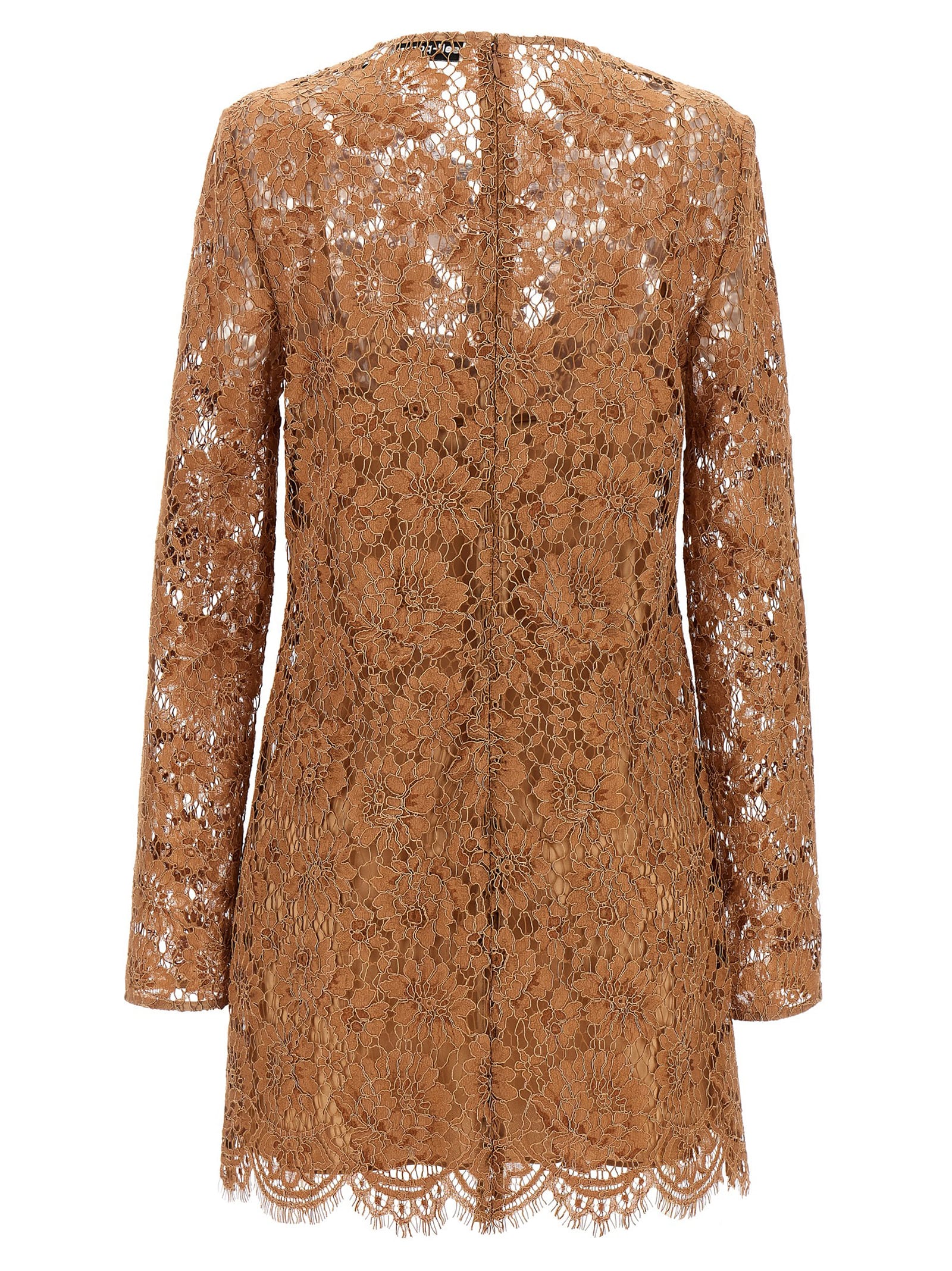 Shop Self-portrait Tan Lace Bow Mini Dress