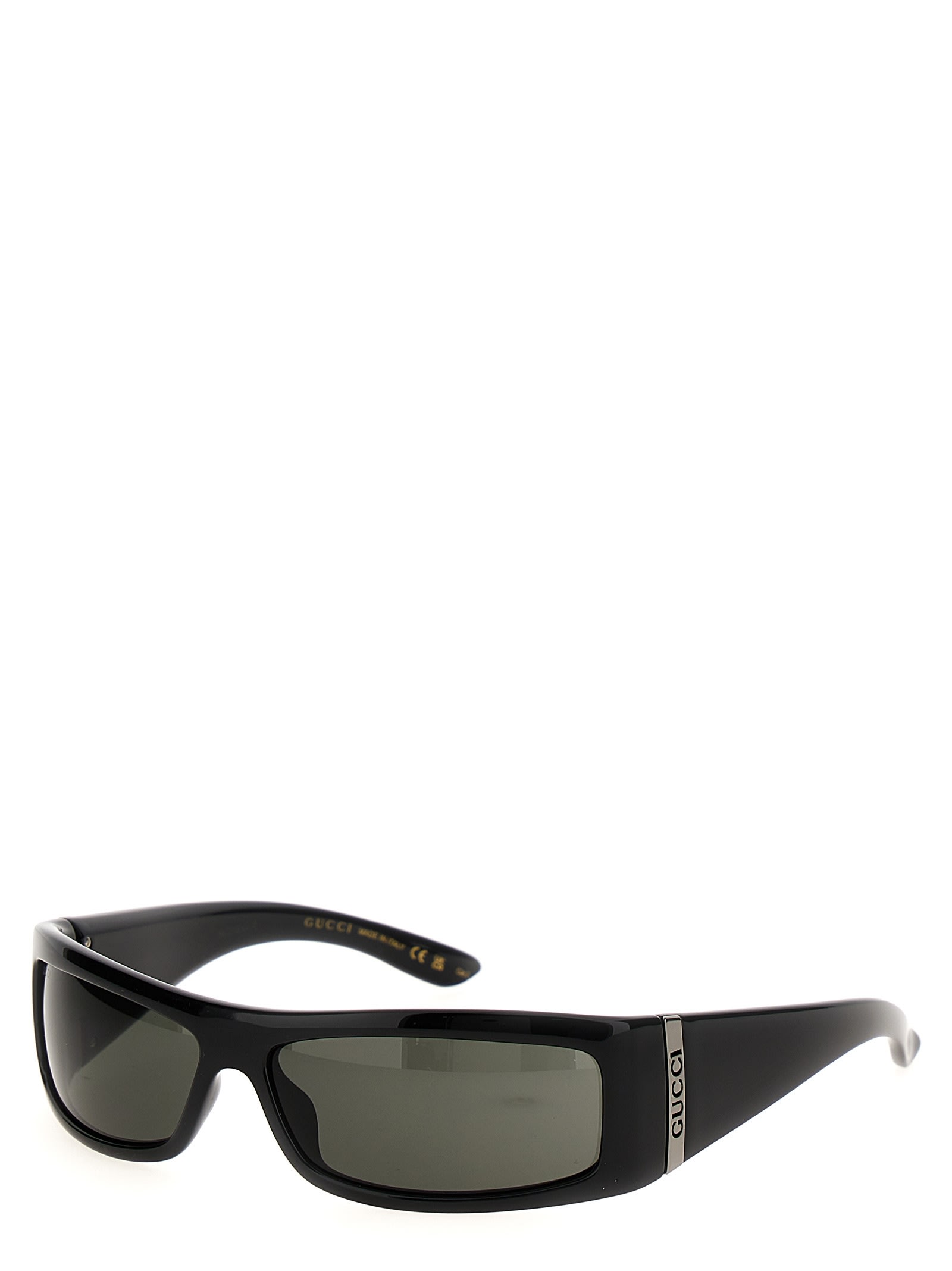 Shop Gucci Rectangular Logo Sunglasses In Black