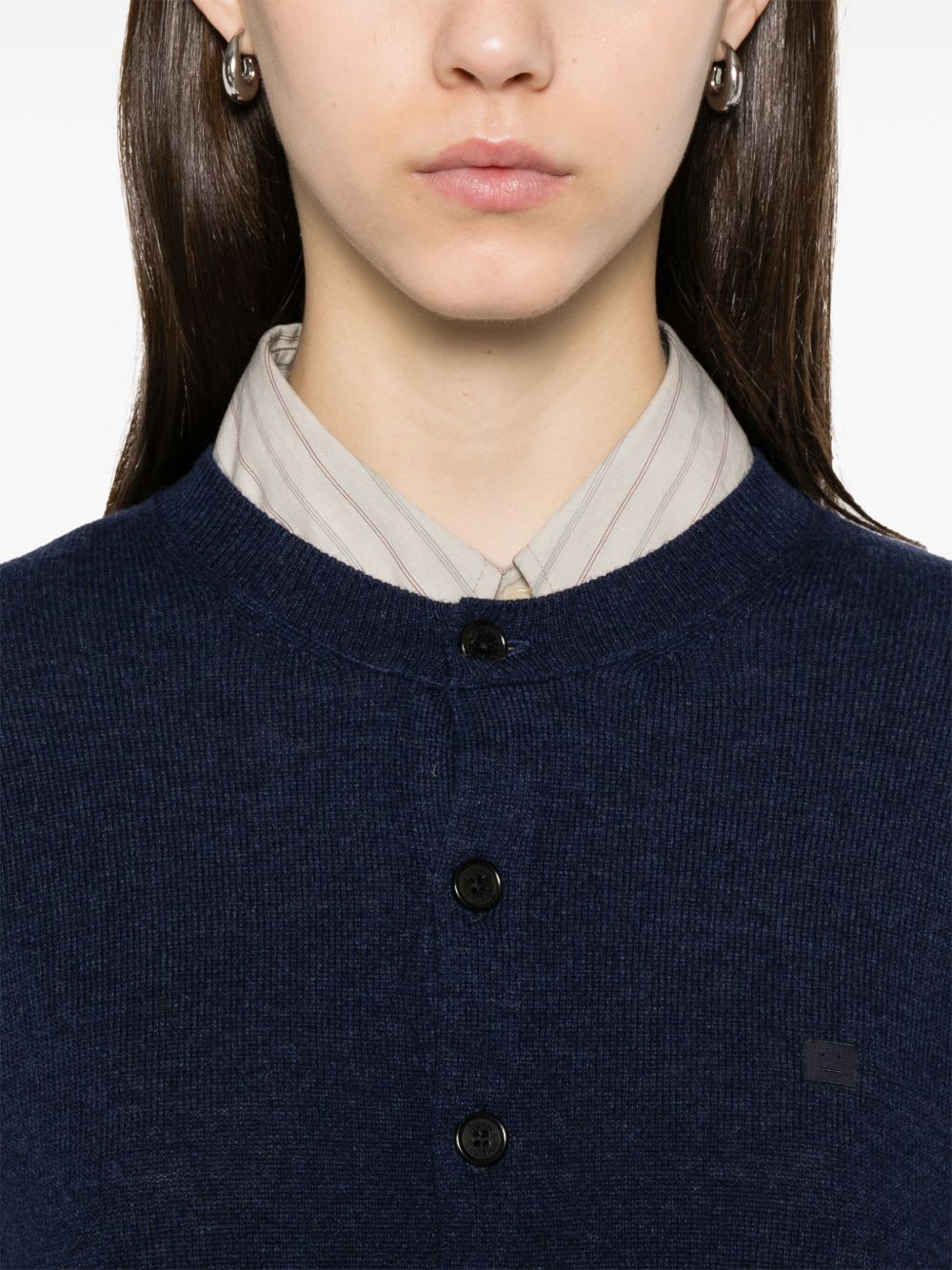Acne Studios Crewneck Cardigan Knitwear Black In Blue