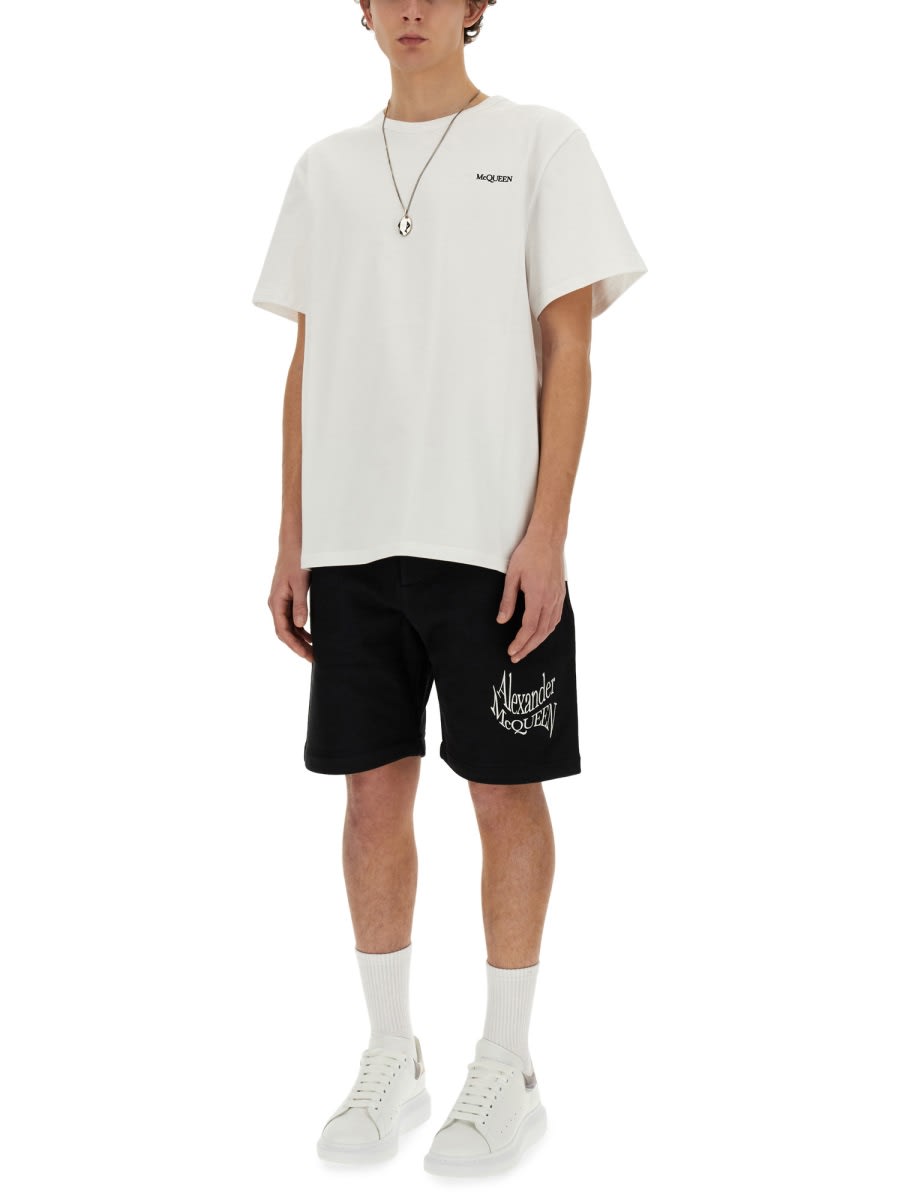 Shop Alexander Mcqueen T-shirt With Embroidered Logo In White