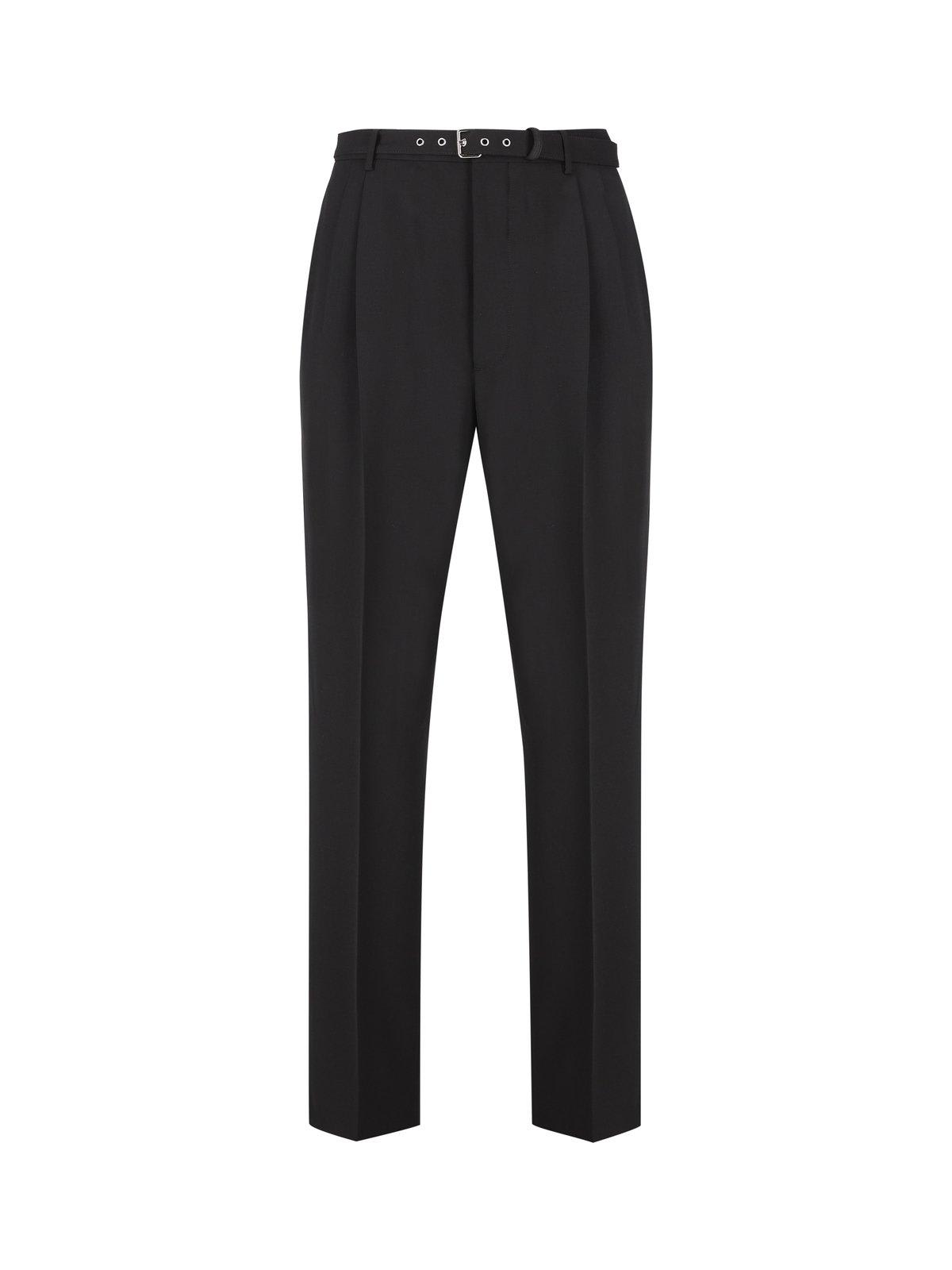 Prada Belted Tailored Trousers In Black