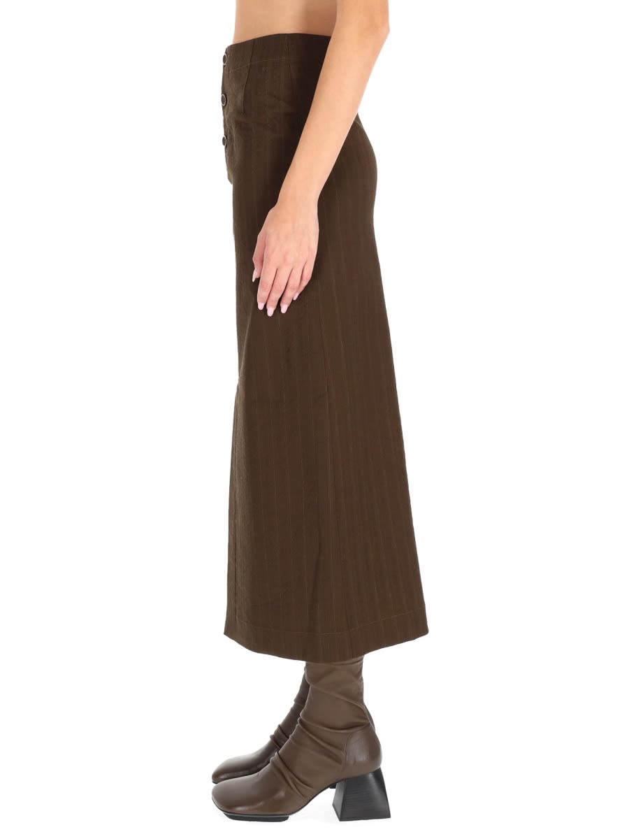 Uma Wang Midi Gad Skirt In Brown