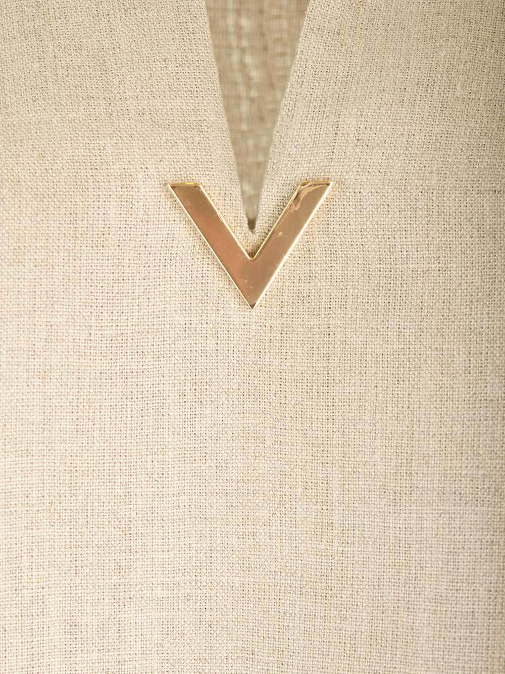 Valentino Garavani logo-plaque linen shirt - Neutrals