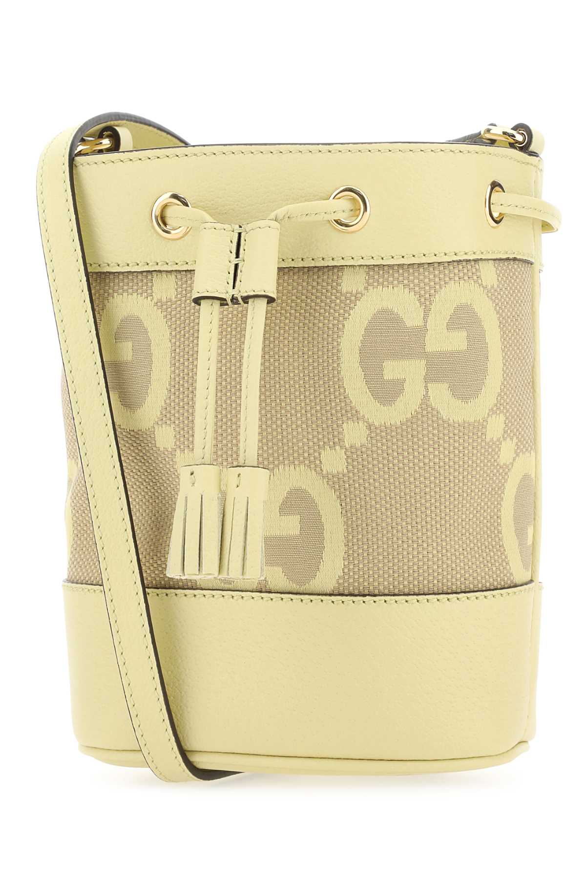 Shop Gucci Jumbo Gg Fabric And Leather Mini Ophidia Bucket Bag In Beige