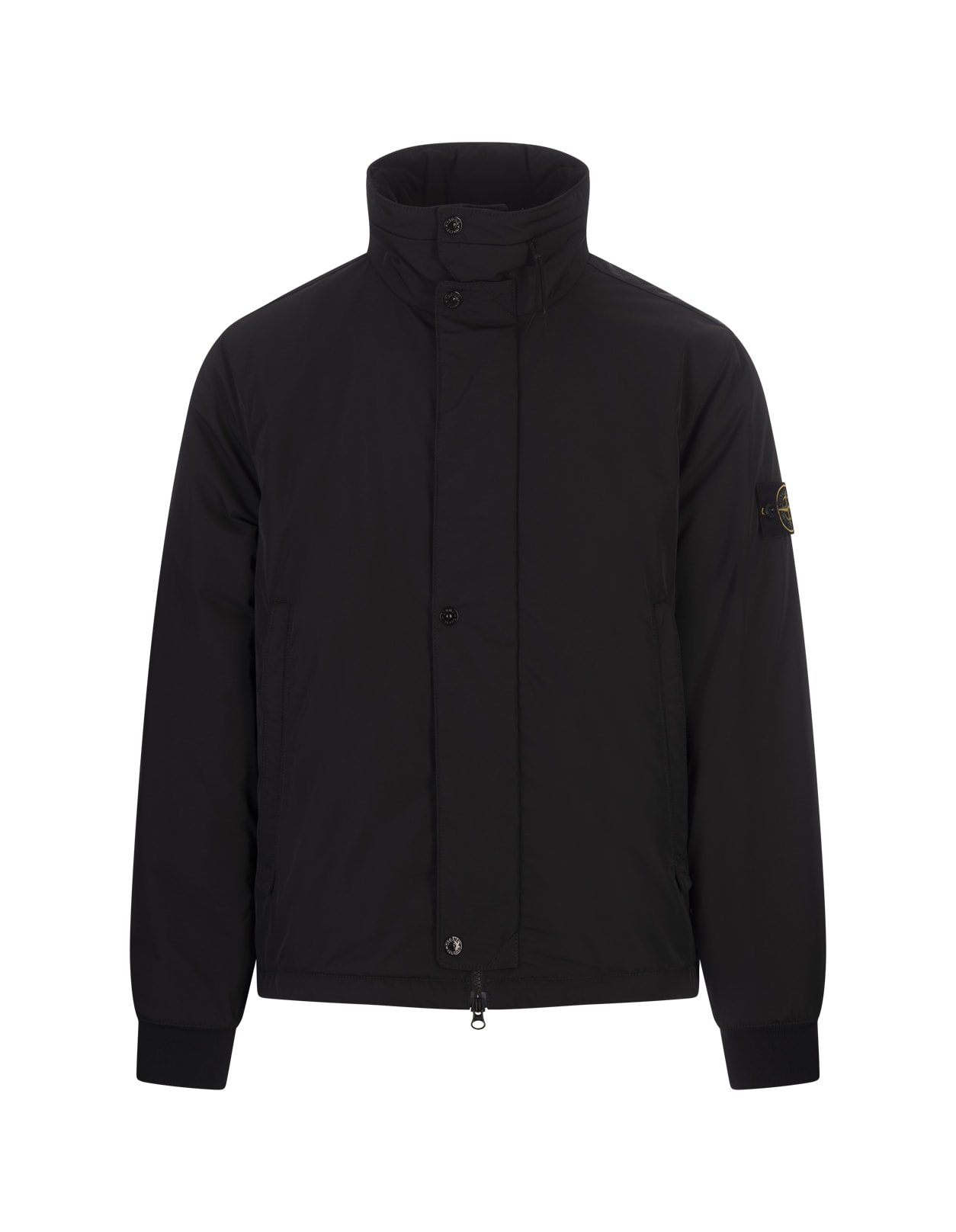 Shop Stone Island Black Micro Twill Hooded Blouson