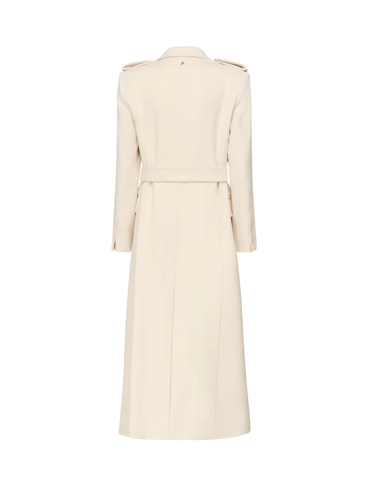 Dondup Long Wool And Cashmere Coat In White