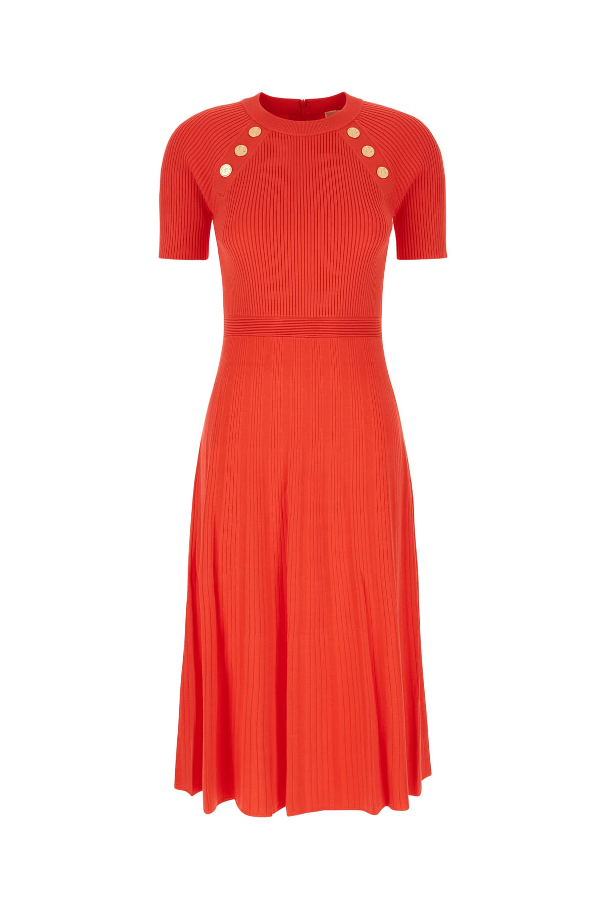 Michael Kors Coral Stretch Viscose Blend Midi Dress In Corallo