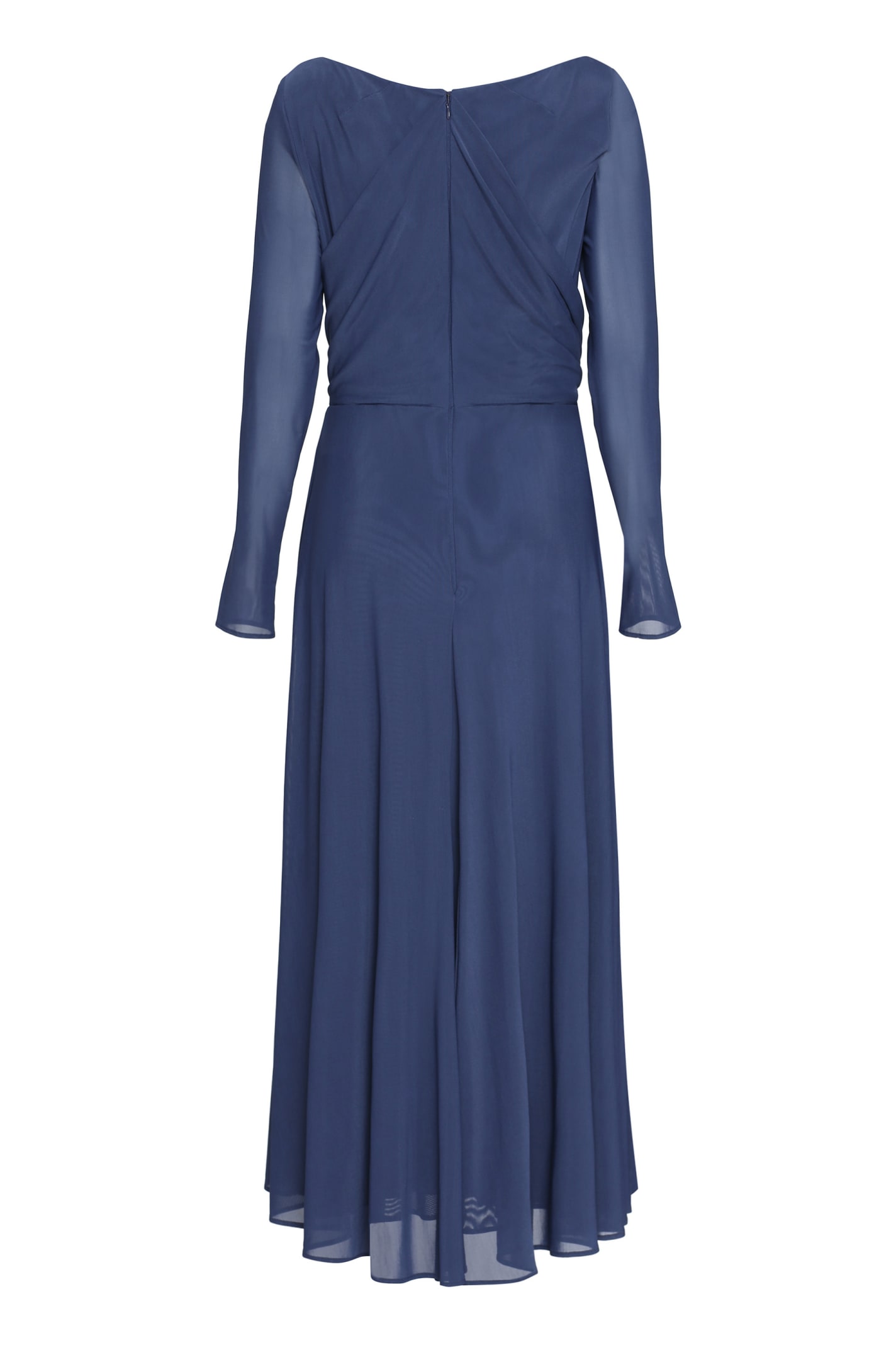 Shop Talbot Runhof Draped Long Dress In Blue
