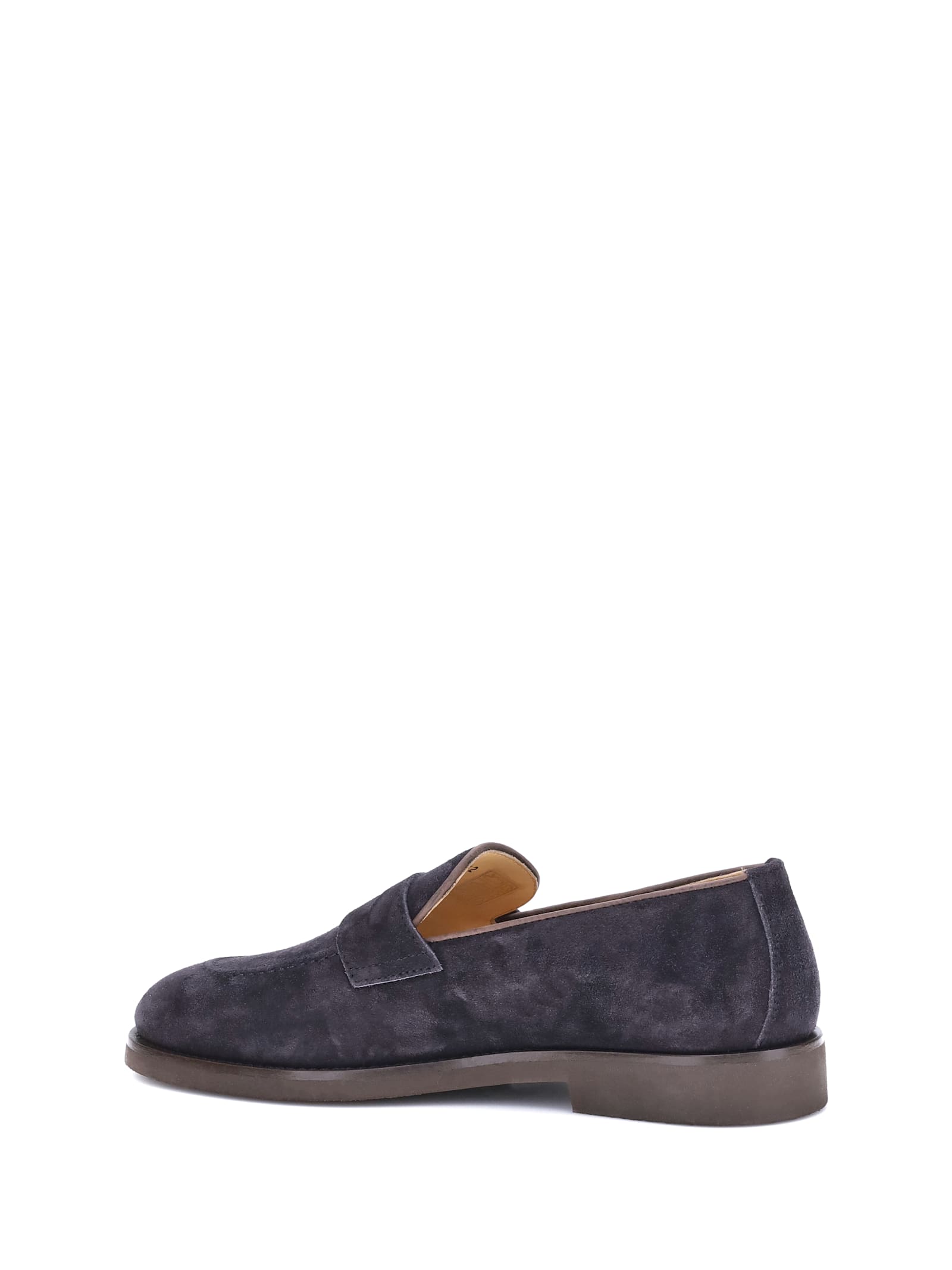 Brunello Cucinelli Mens Navy Flex Penny Suede Loafers