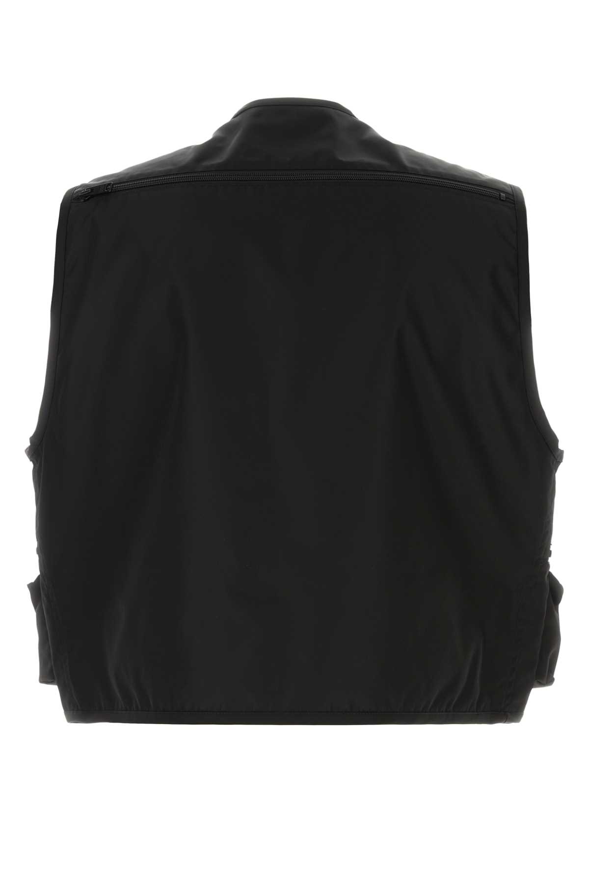 Prada Black Re-nylon Vest In Nero