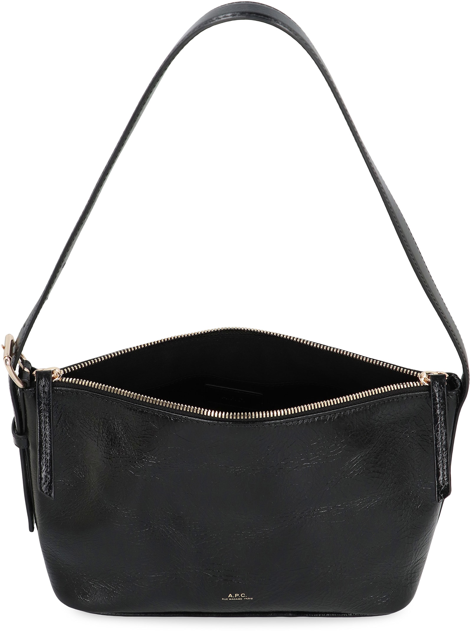 Apc A.p.c. Calfskin Shoulder Bag With Top Handle In Black