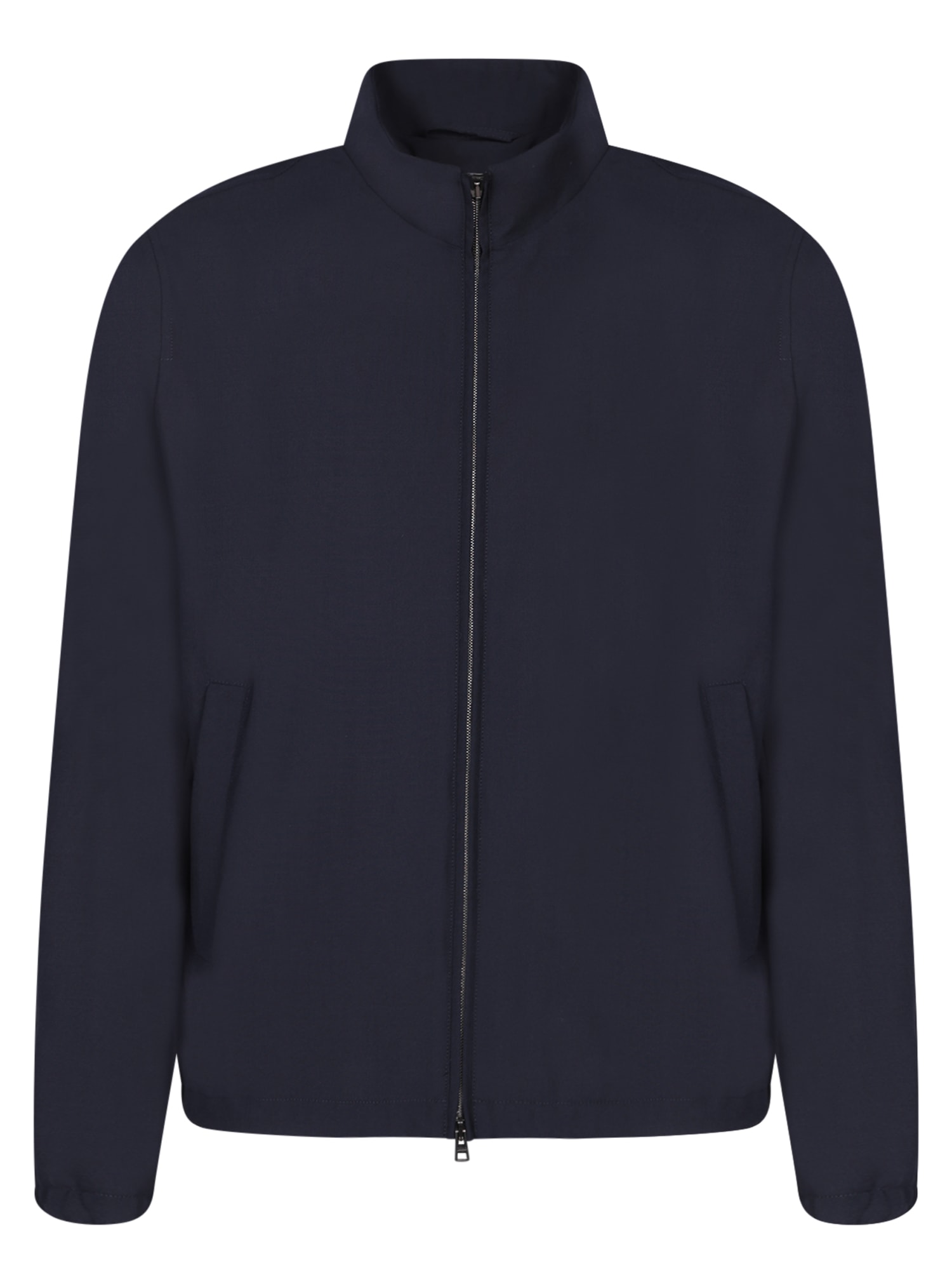 Blue Stretch Wool Bomber Jacket