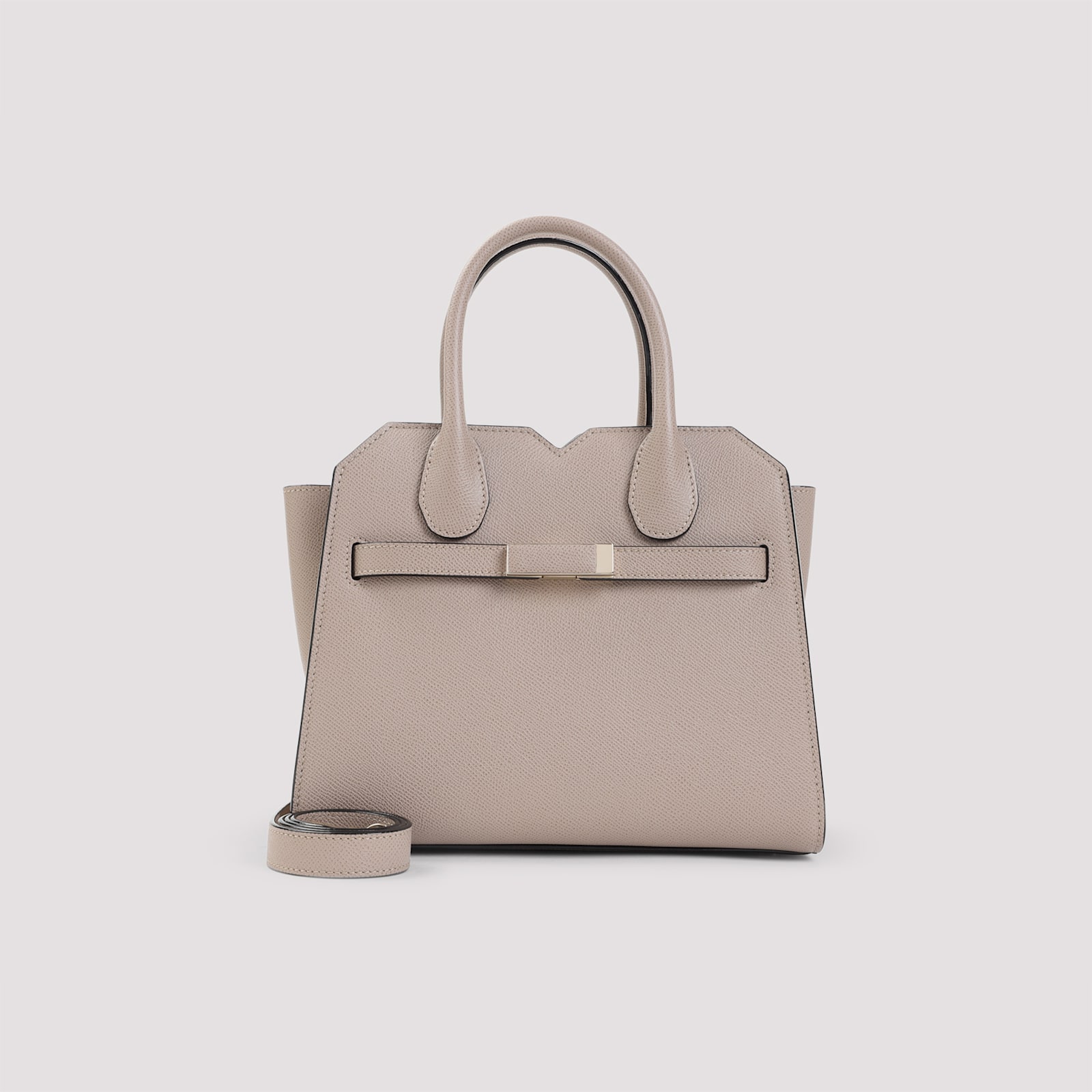 Valextra Structured Sahara Leather Shoulder Bag In Gray