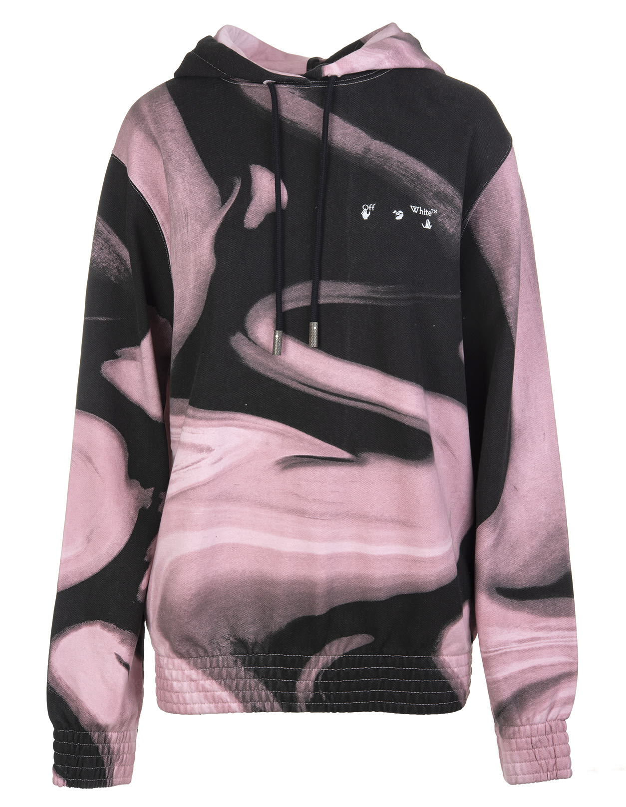 OFF-WHITE PINK AND BLACK LIQUID MELT WOMAN OVERSIZE HOODIE,OWBB035R21JER001 3101