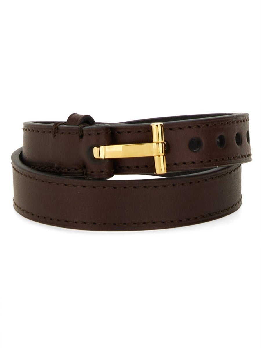 Shop Tom Ford T-buckle Fastened Bracelet In Brown