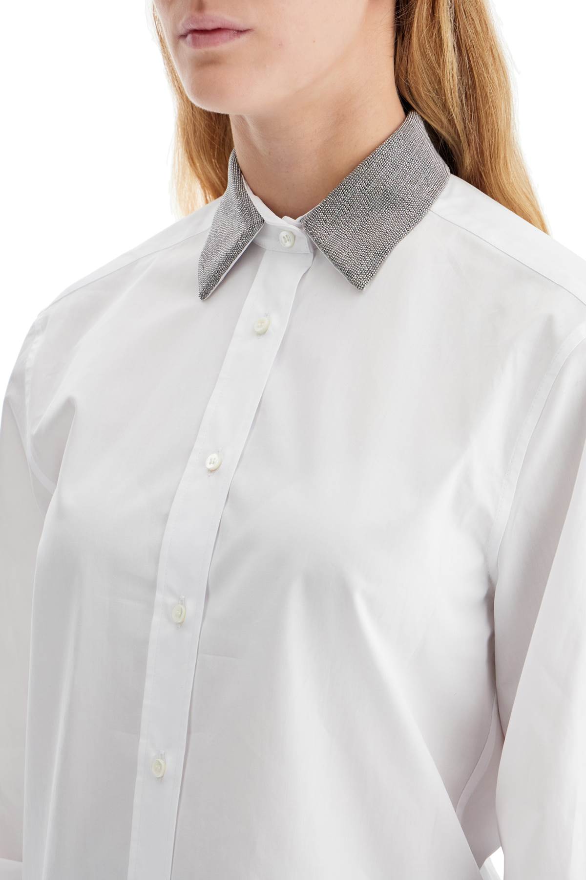 BRUNELLO CUCINELLI WHITE POPLIN SHIRT
