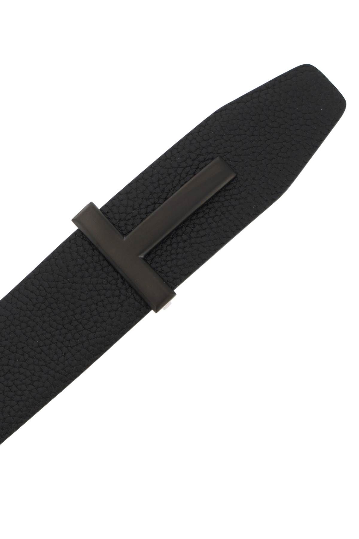 Tom Ford Mens Black Reversible Brand-plaque Leather Belt In Black